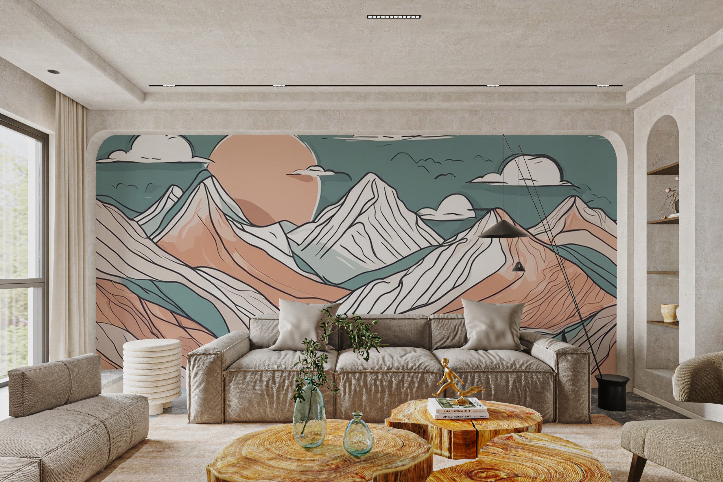 Artistic mountain landscape wall mural
