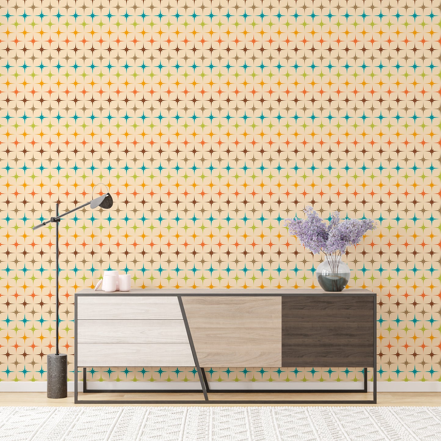 Colorful Modern Atomic Retro Wallpaper For Walls