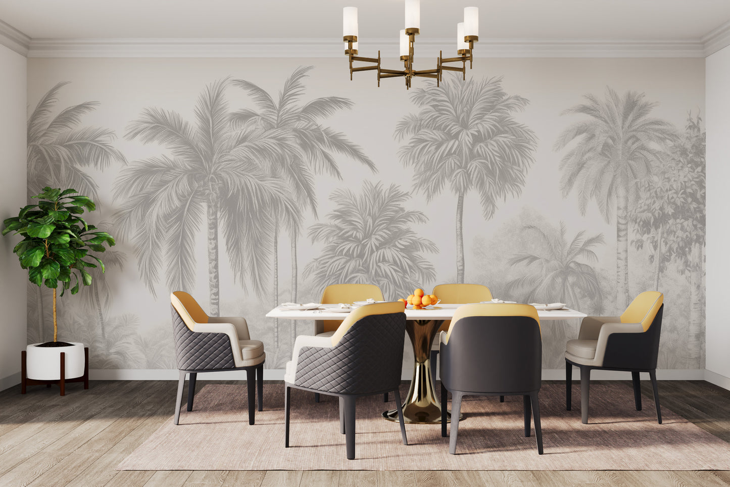 Calm beige palm trees mural for soothing home decor
