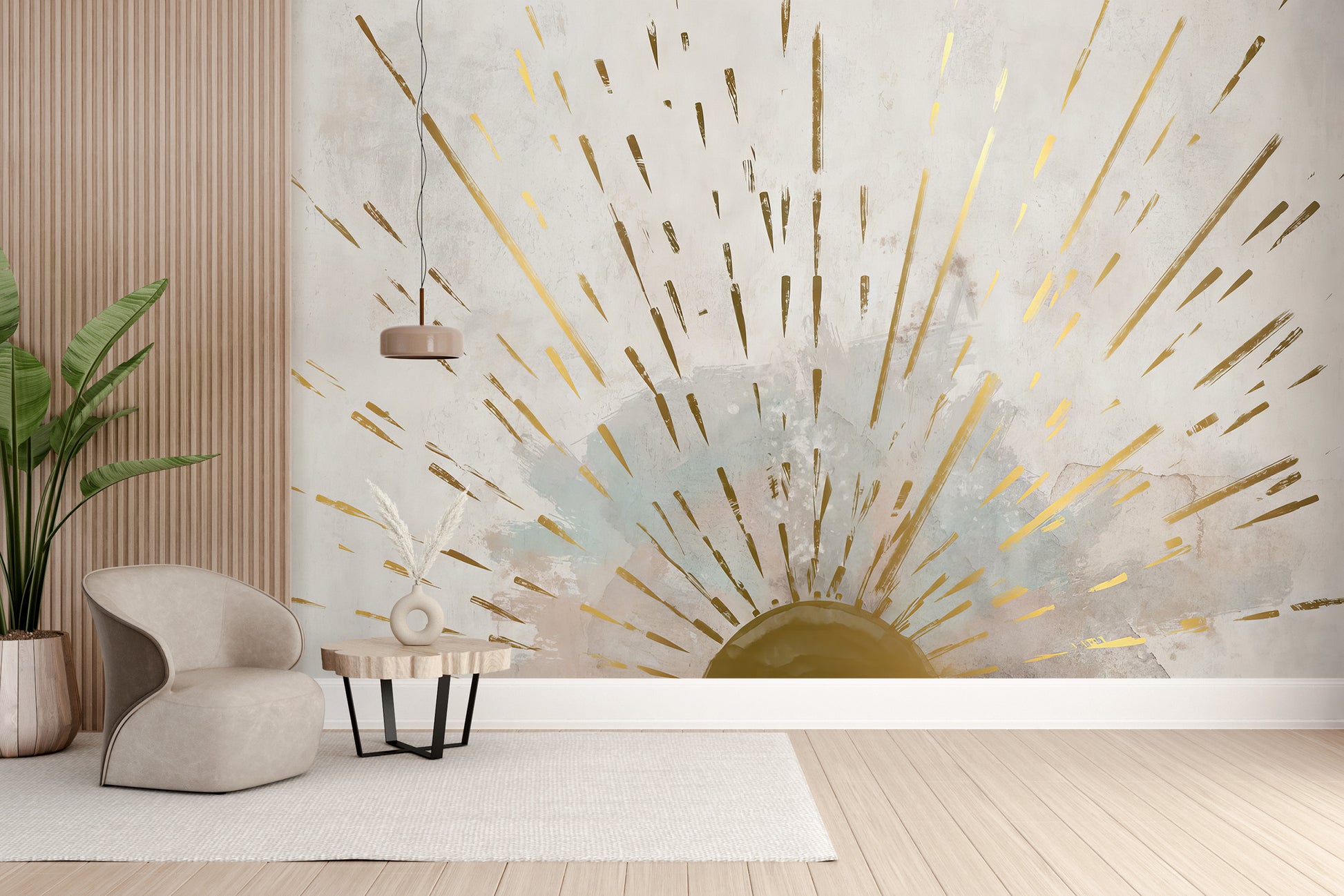 Golden Streaks Wallpaper Mural for a subtle glow