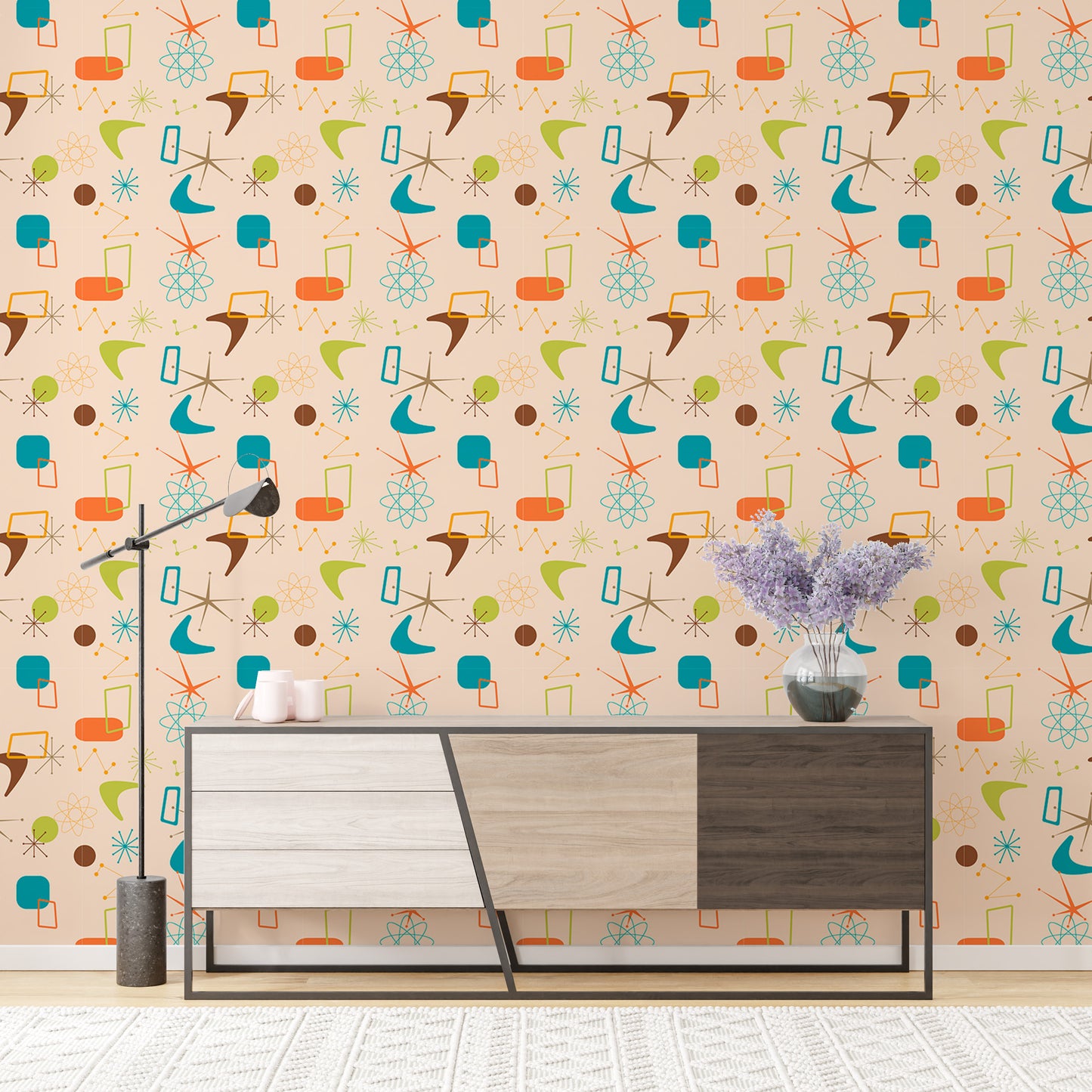 Old Vintage Style Atomic Mid Century Wallpaper