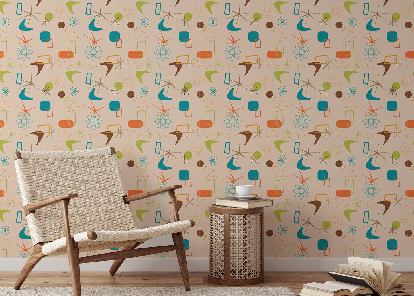 Old Vintage Style Atomic Mid Century Wallpaper