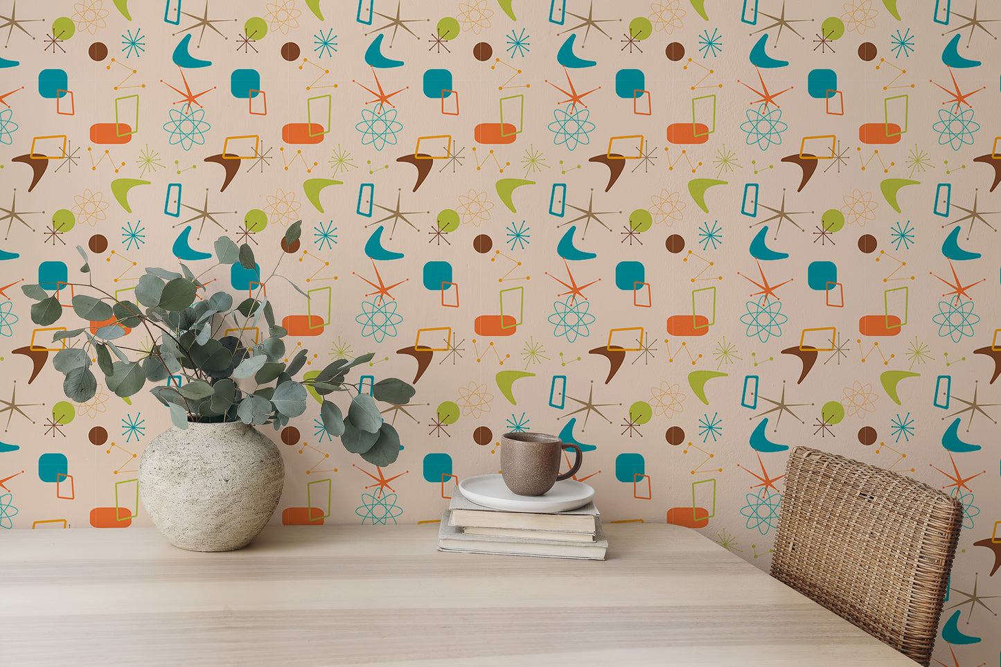 Old Vintage Style Atomic Mid Century Wallpaper