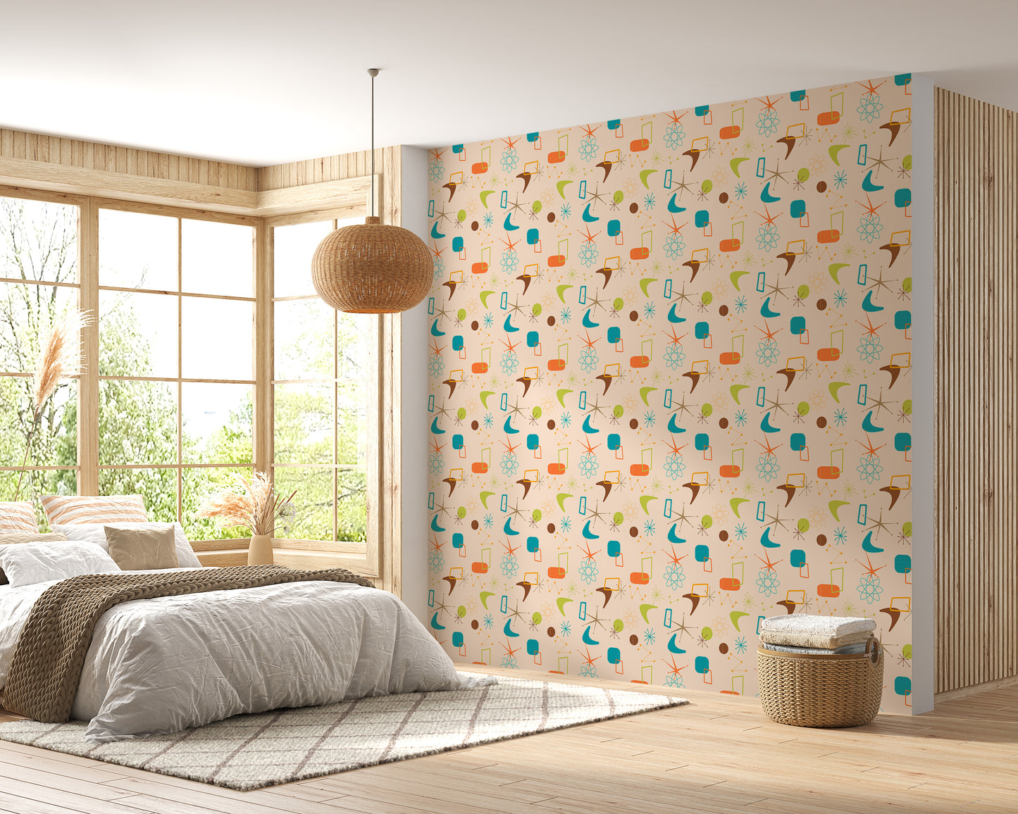 Old Vintage Style Atomic Mid Century Wallpaper