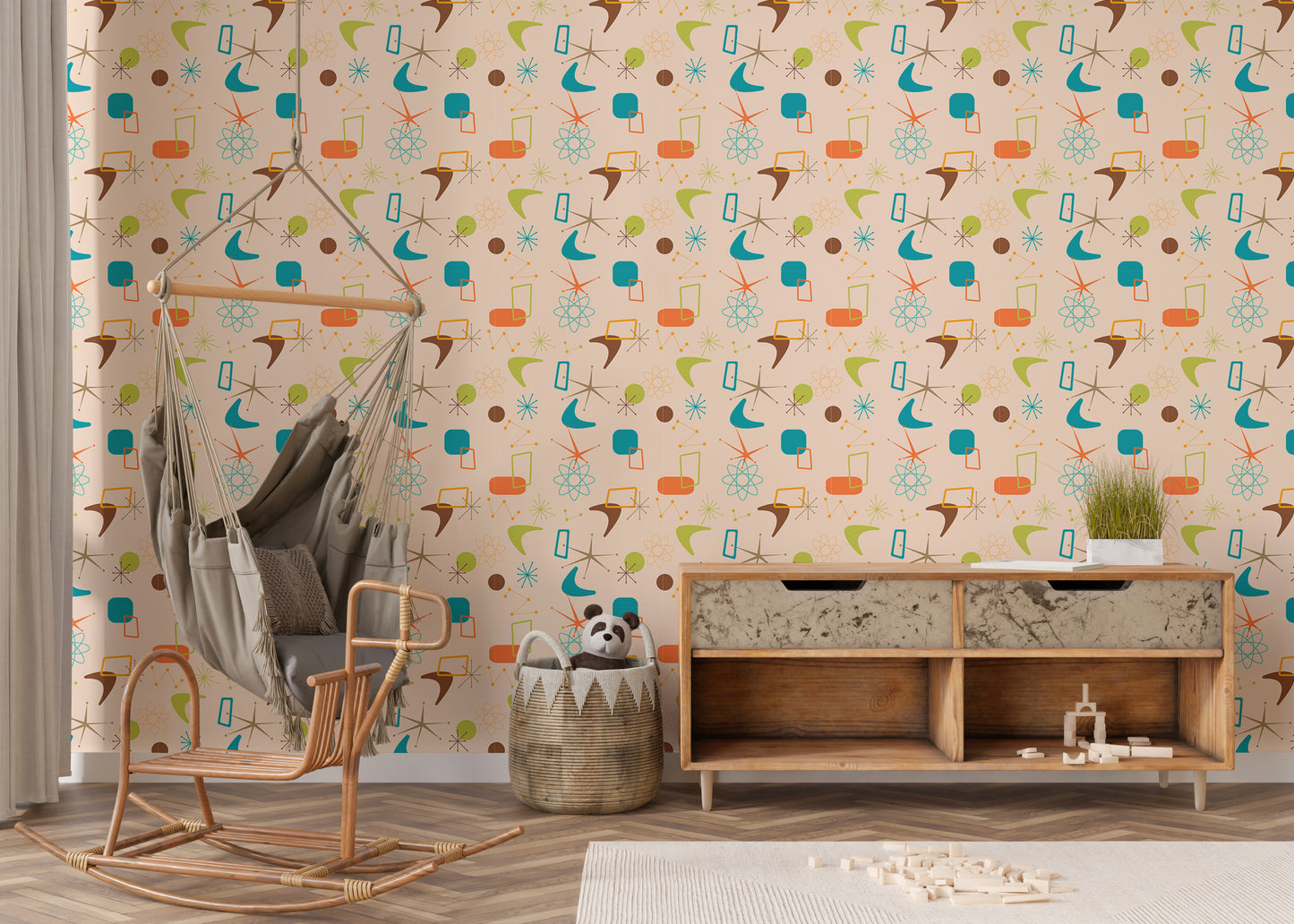 Old Vintage Style Atomic Mid Century Wallpaper