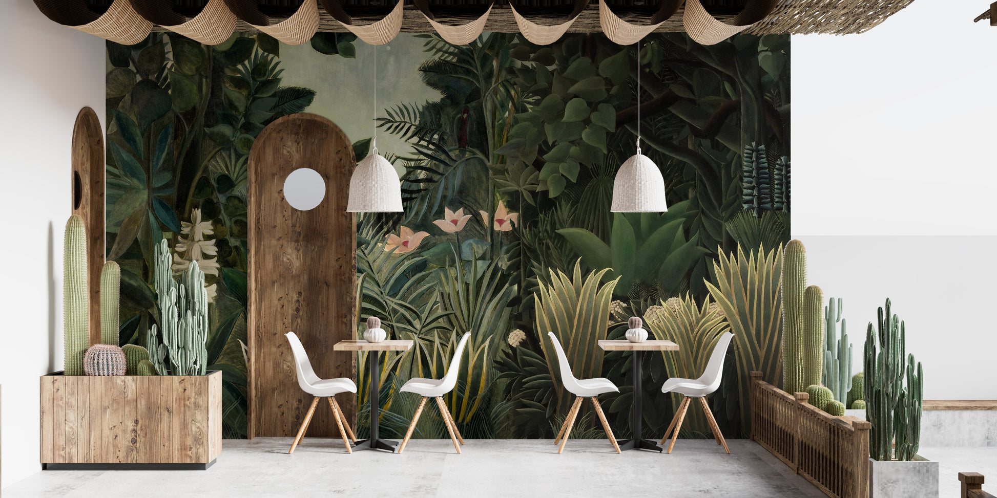 Tropical forest mural for calm wall decor
