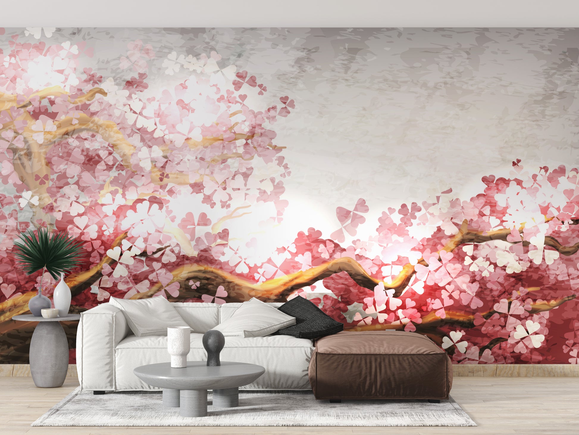 Graceful Sakura branches wallpaper mural
