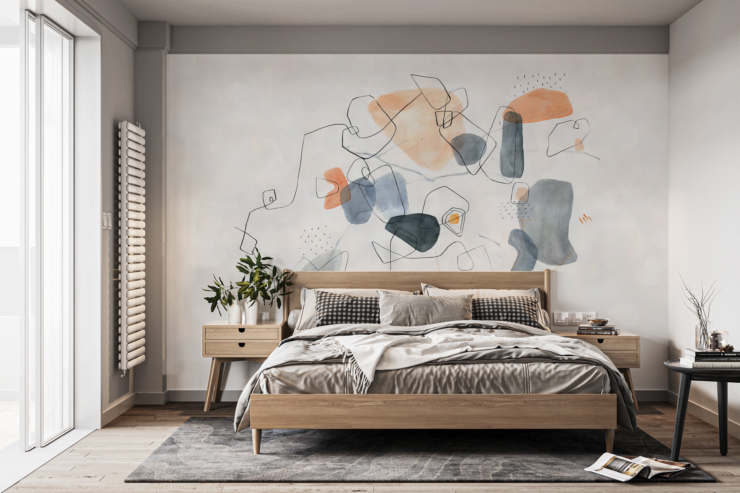 Self-adhesive artistic shapes mural for contemporary walls