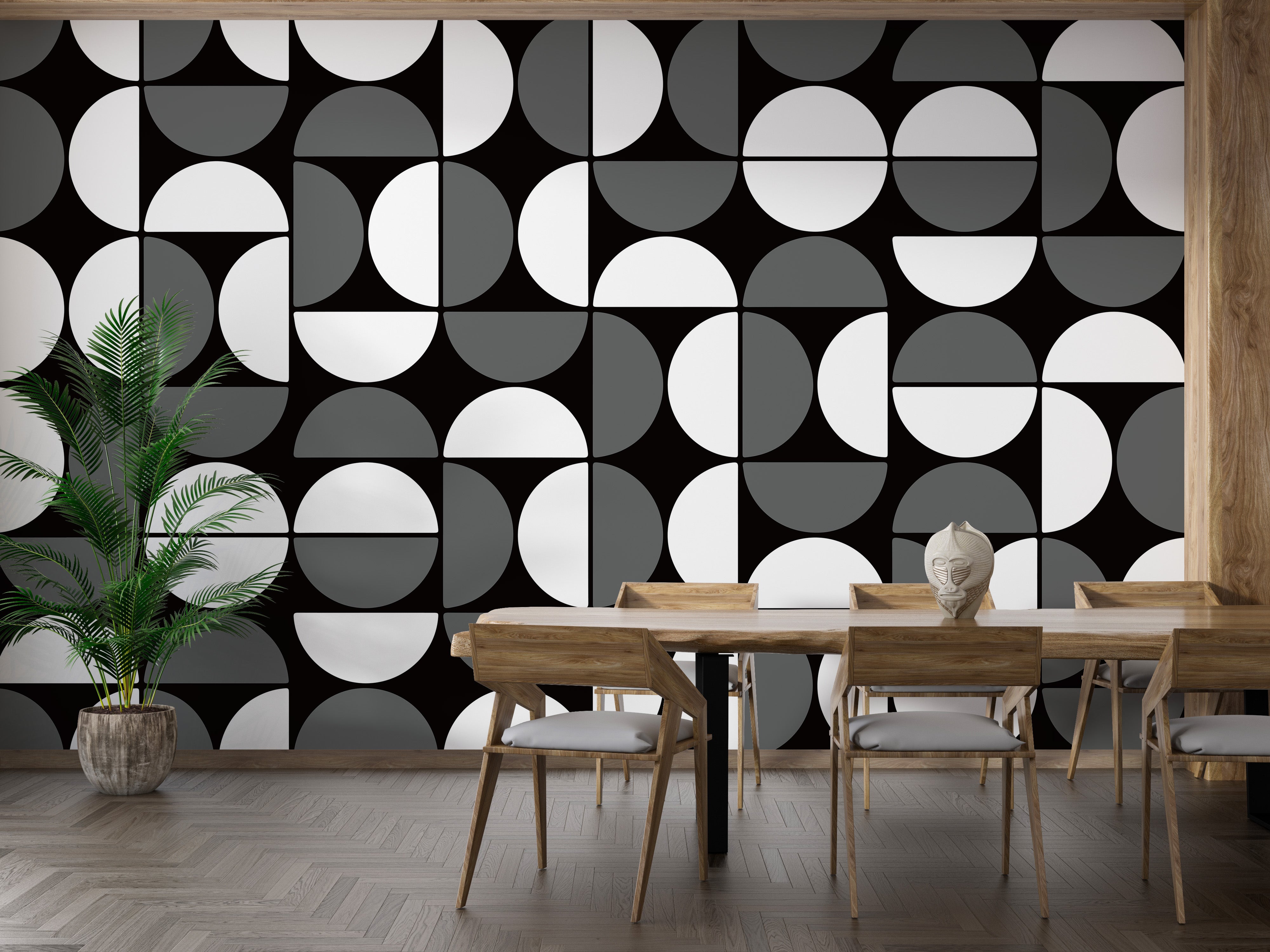 Scandinavian-inspired geometric wallpaper for interiors
