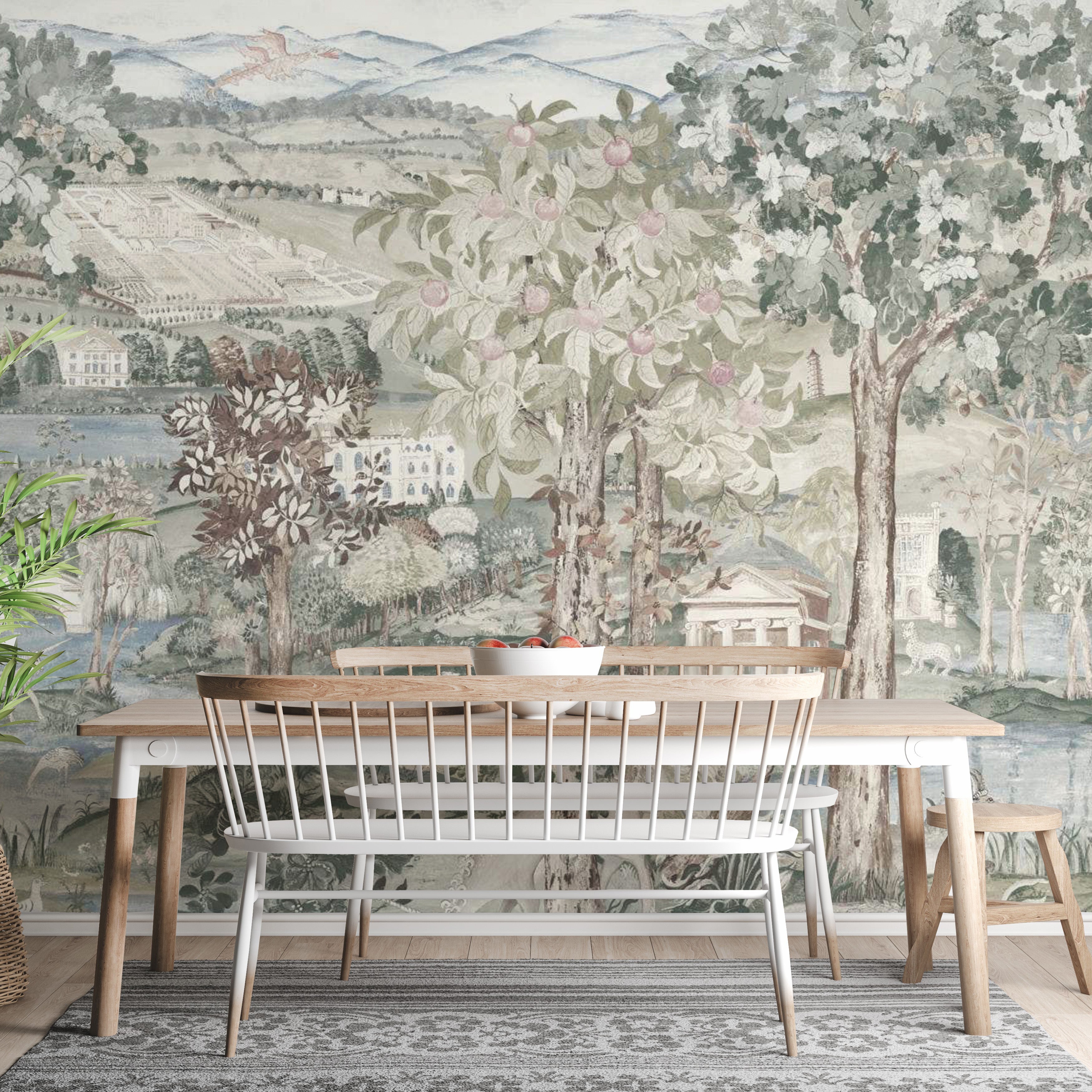 Artistic green Zoffany wallpaper for a serene ambiance
