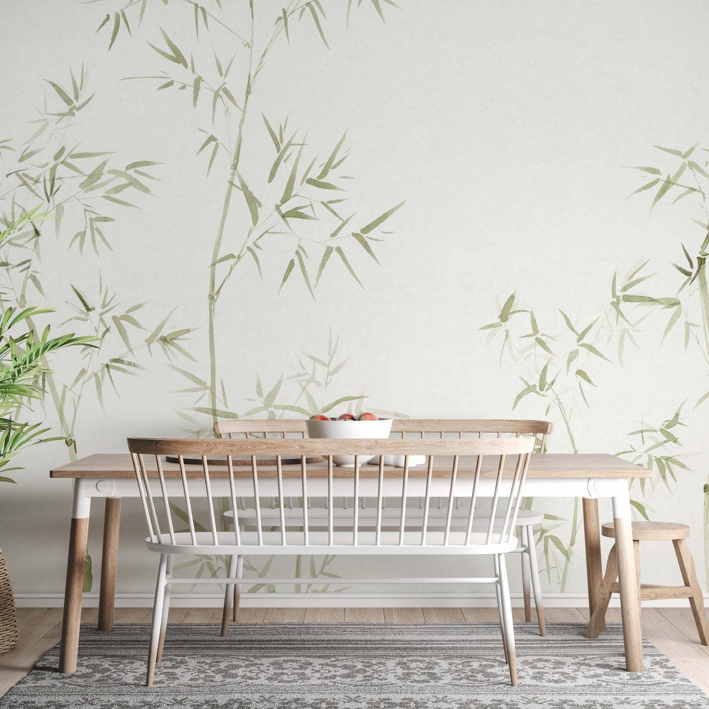 Elegant watercolor bamboo tree wallpaper for serene decor
