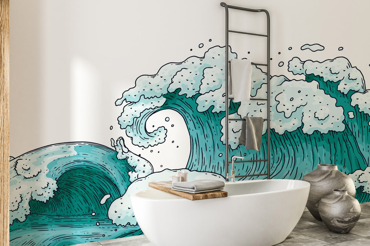 3D Ocean Waves Wallpaper Mural for walls
