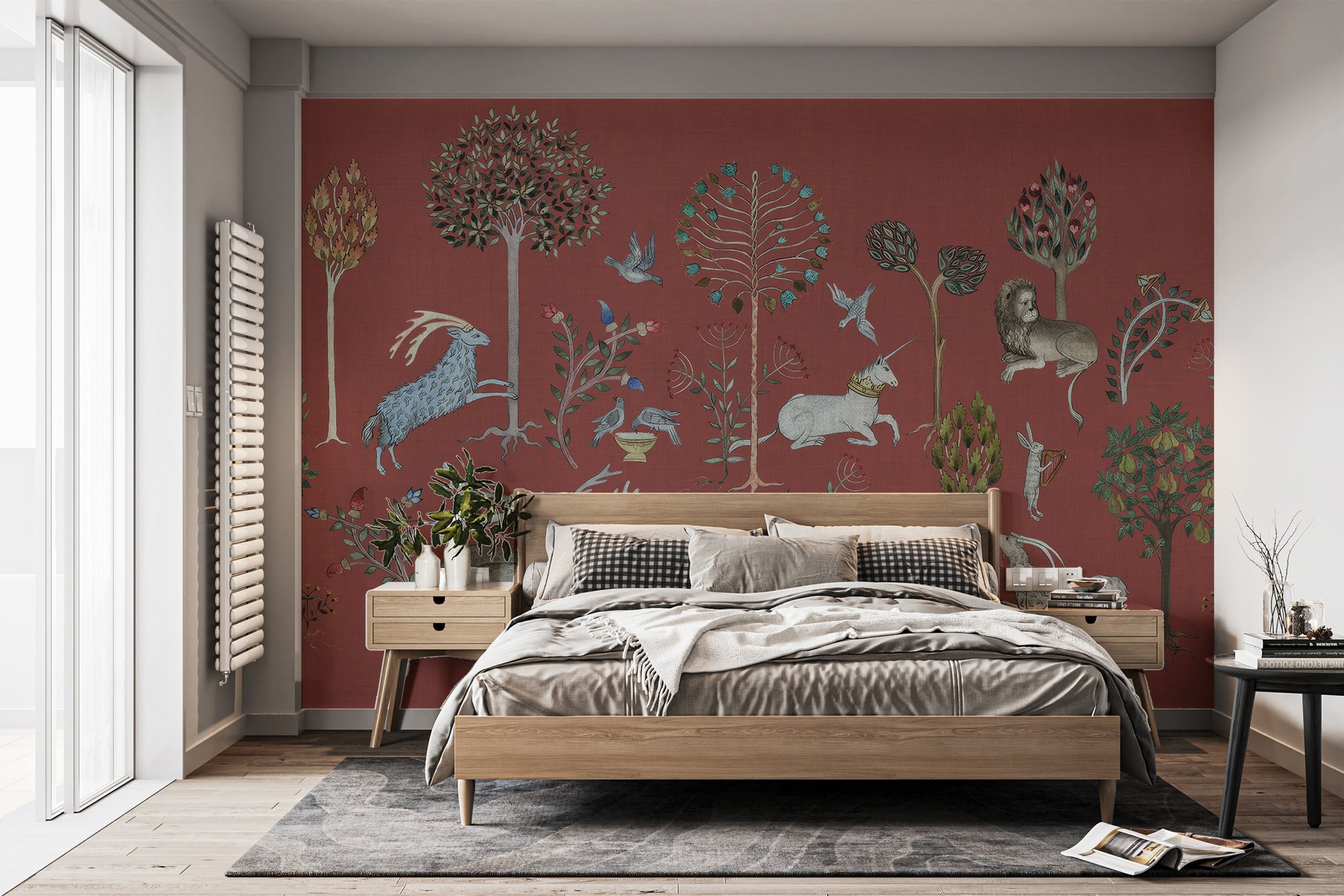 Room wallpaper featuring mystical creature designs