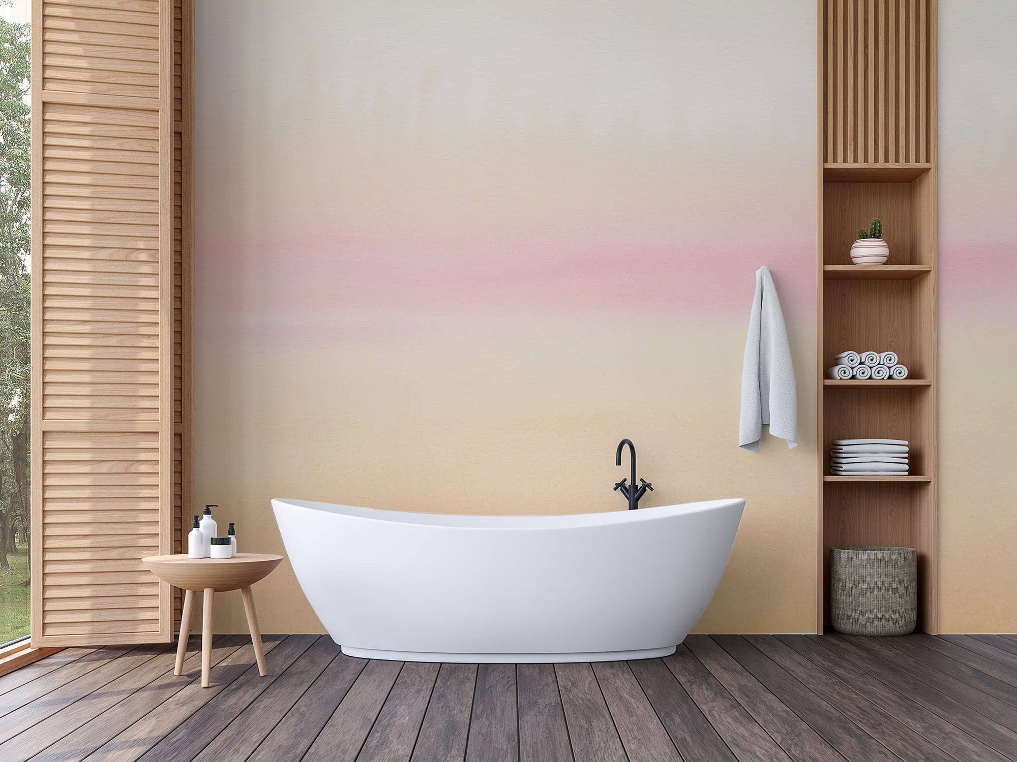 Peaceful sunset wallpaper with a gentle ombre transition from gold to pink
