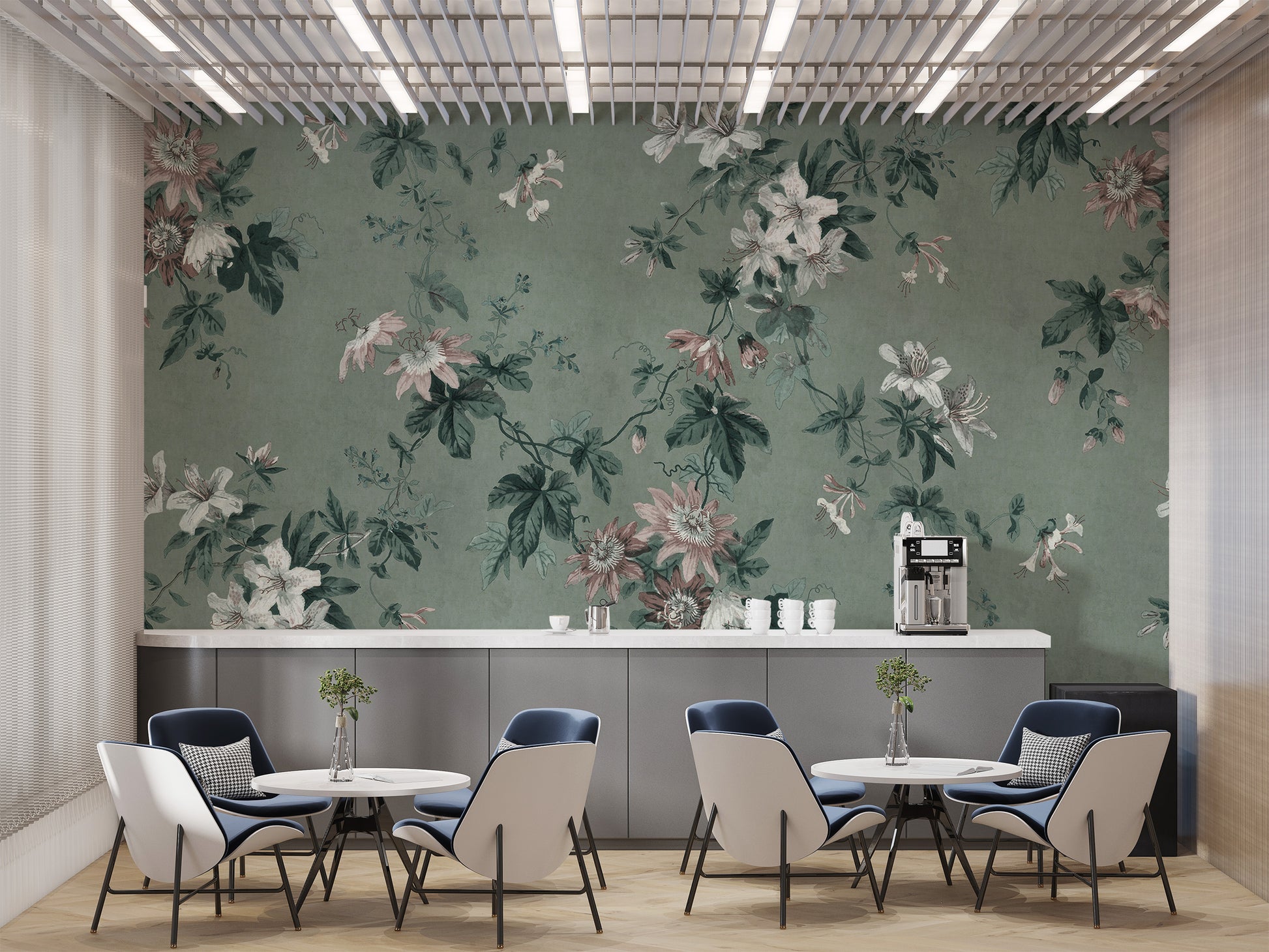 Artistic green chinoiserie wallpaper for refined spaces
