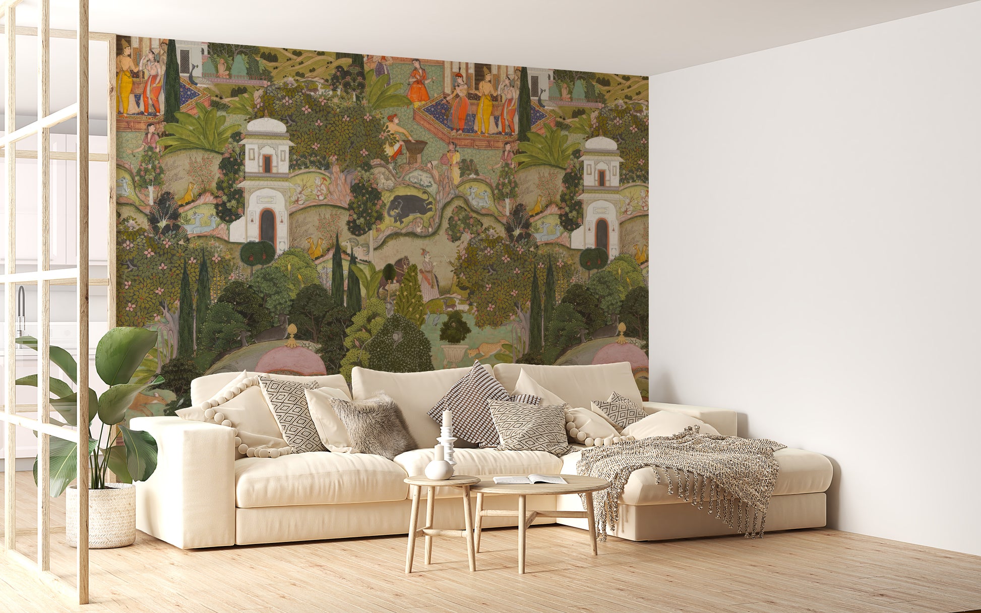 Elegant Jaipur garden-inspired wall mural
