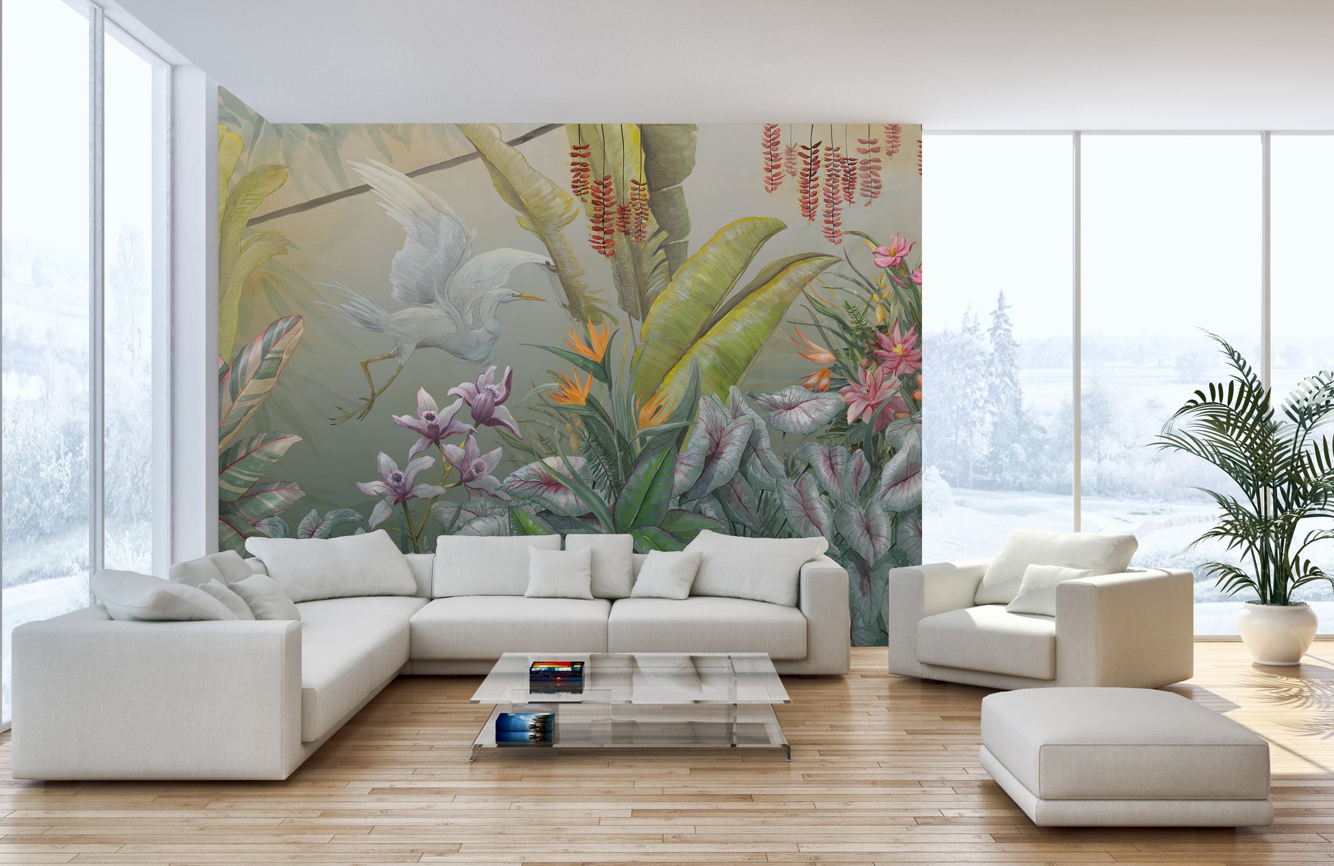 Tropical Plants and Flowers Mural