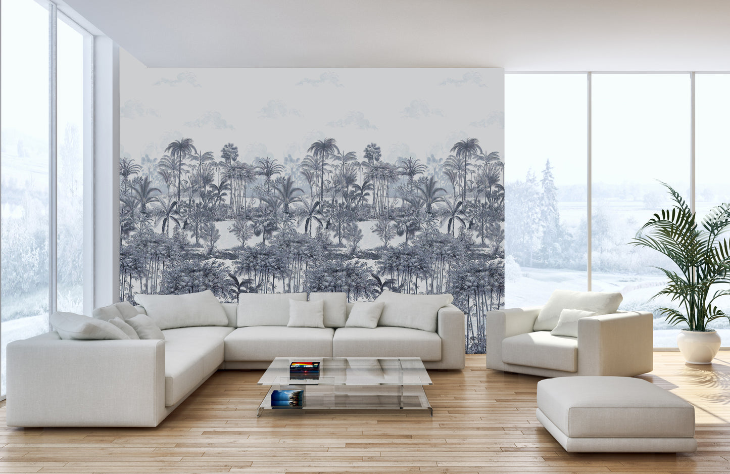 Tropical Forest Blue Wallpaper For Walls