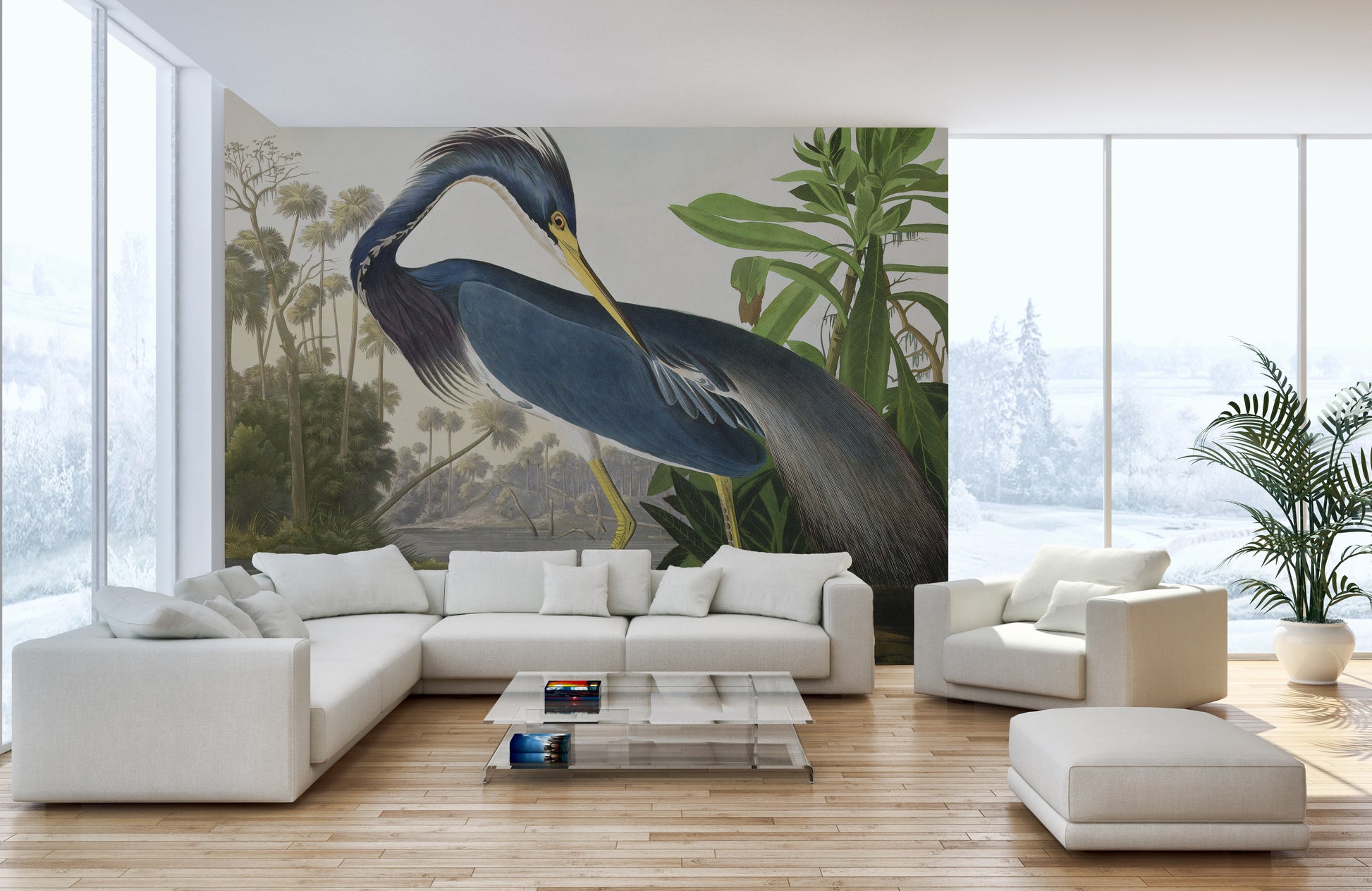 Majestic heron design for wall murals
