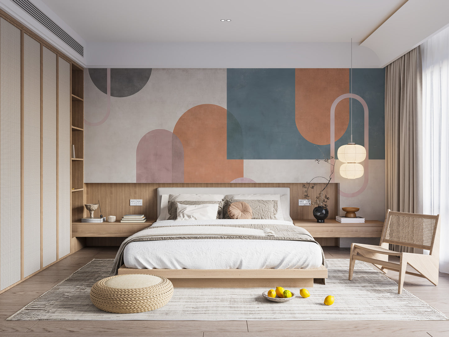 Temporary geometric shape wallpaper for bold spaces