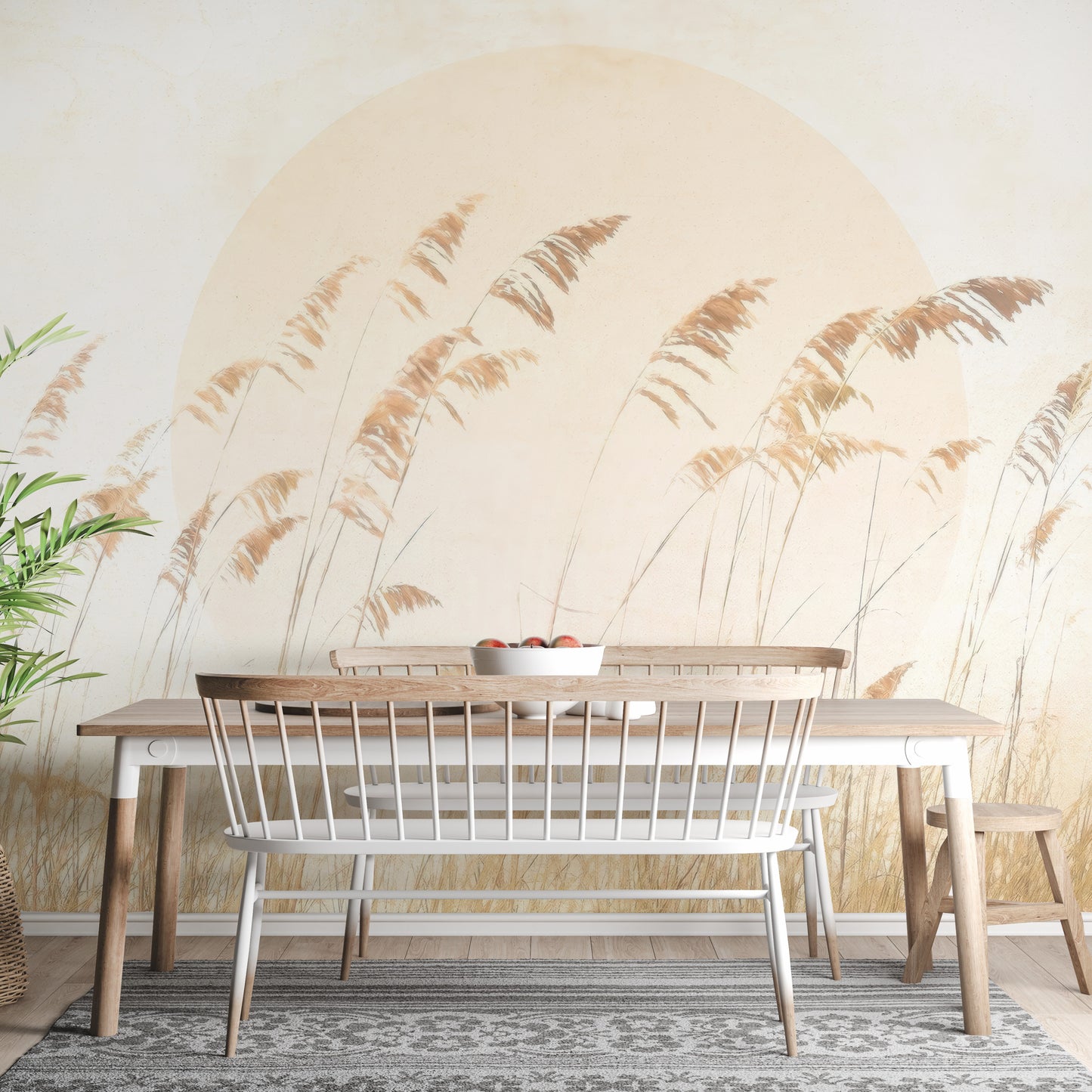 Artistic dune grass wall mural for coastal-style walls