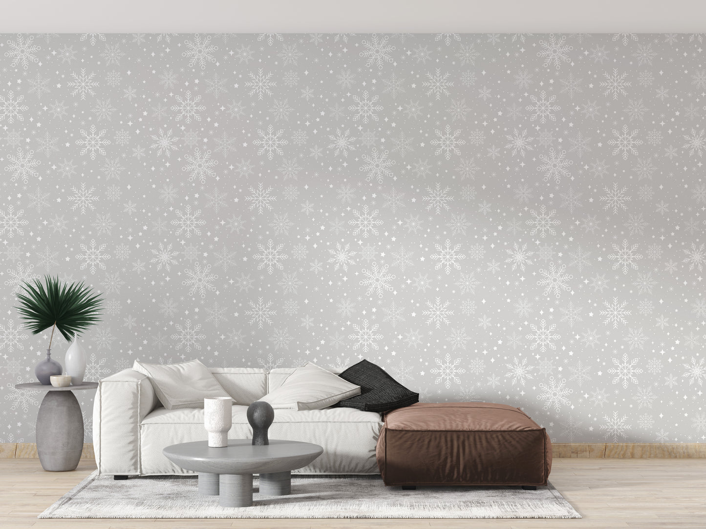 Winter-themed snowflake wallpaper mural art
