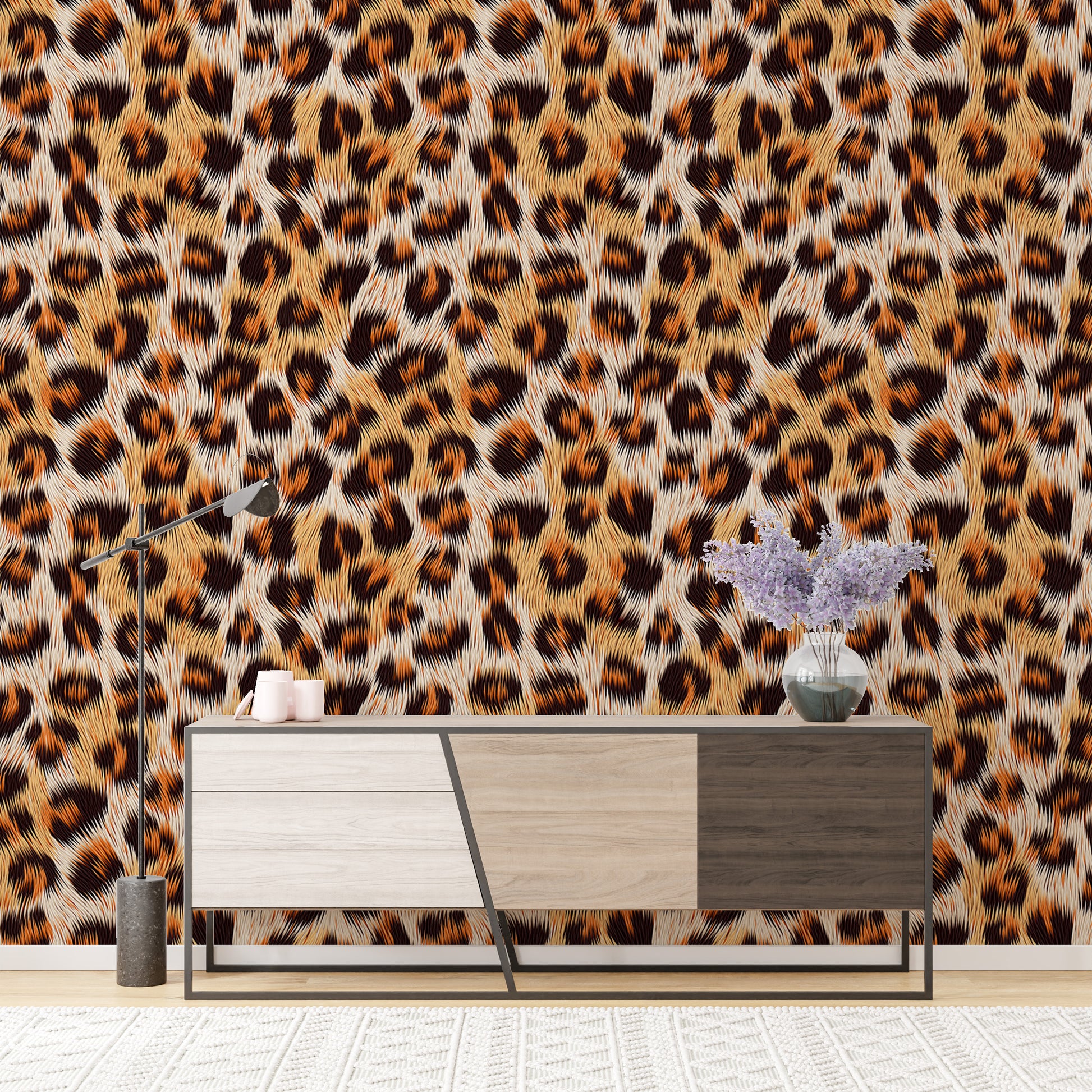 Seamless leopard print wallpaper for modern interiors