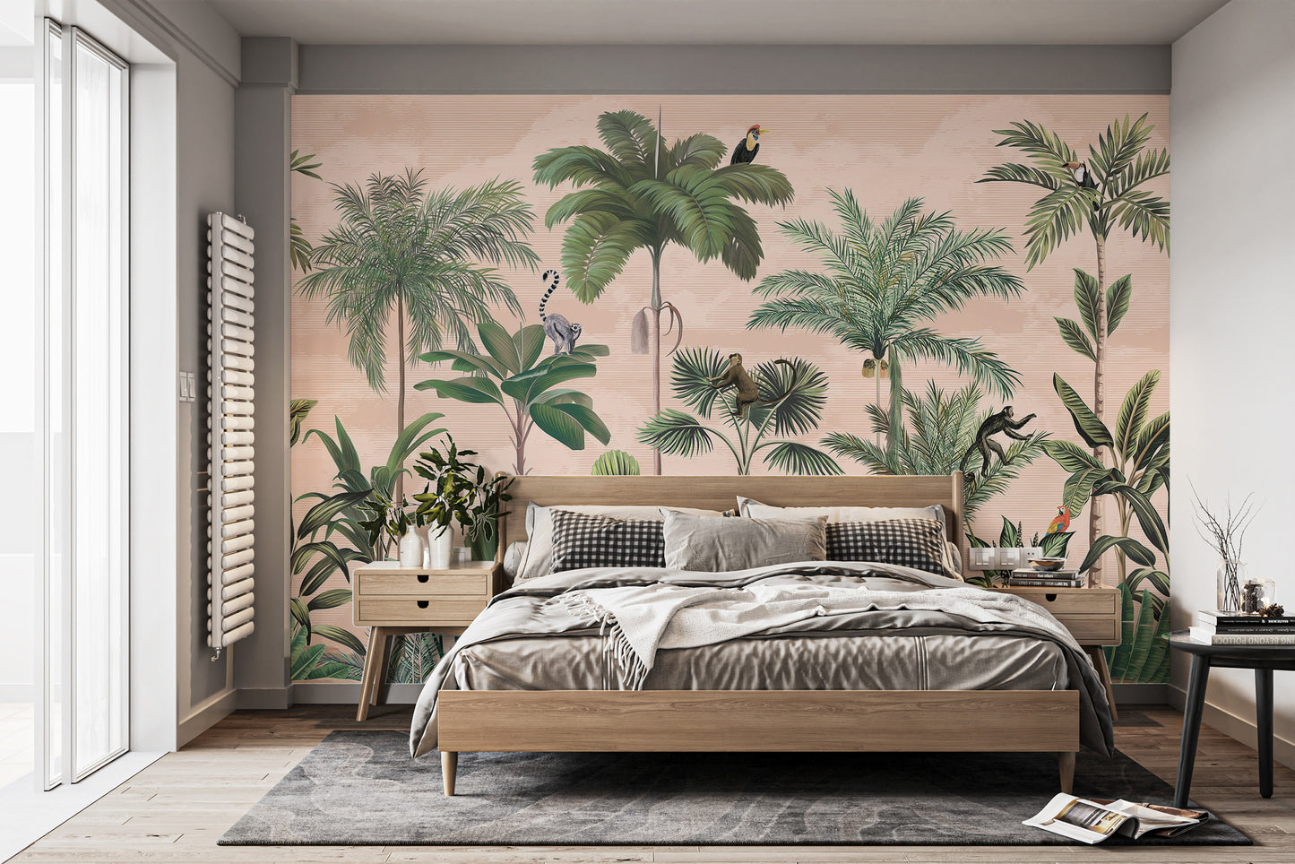 Removable green forest wallpaper for nature-inspired spaces