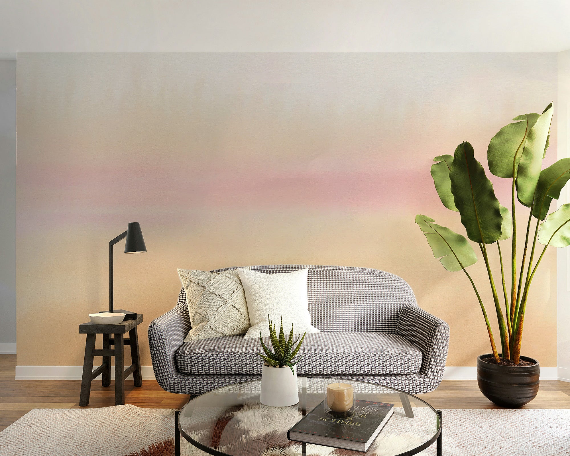 Elegant sunset ombre mural creating a tranquil atmosphere
