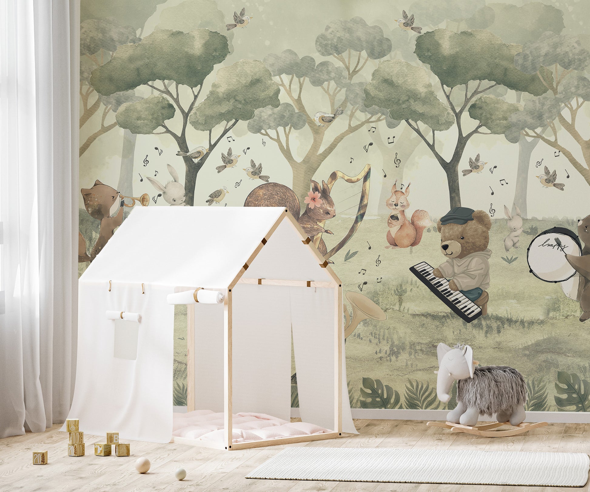 Animal Orchestra Nursery Wall Mural to brighten rooms
