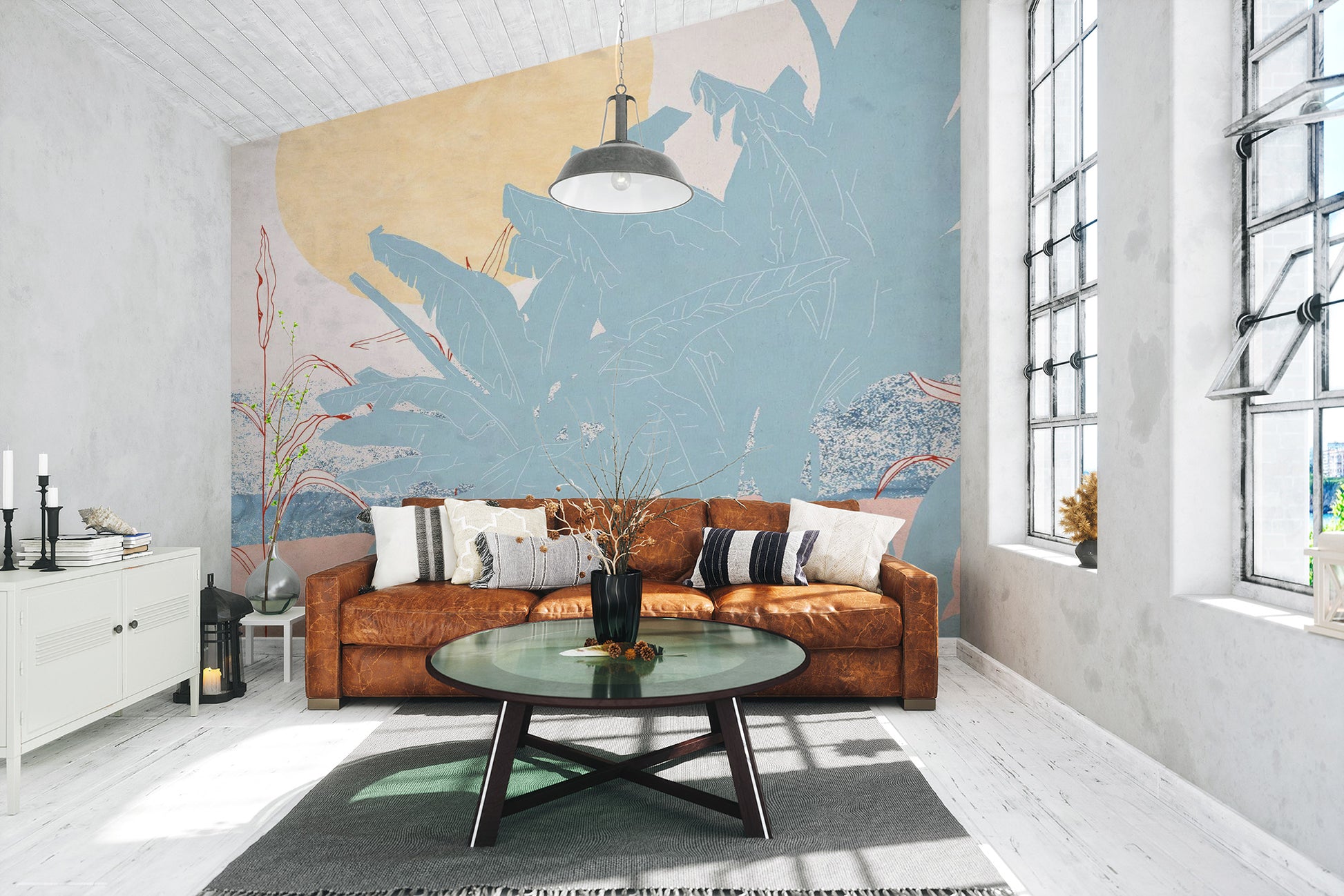 Exotic Miami moon tropical wall mural for unique decor