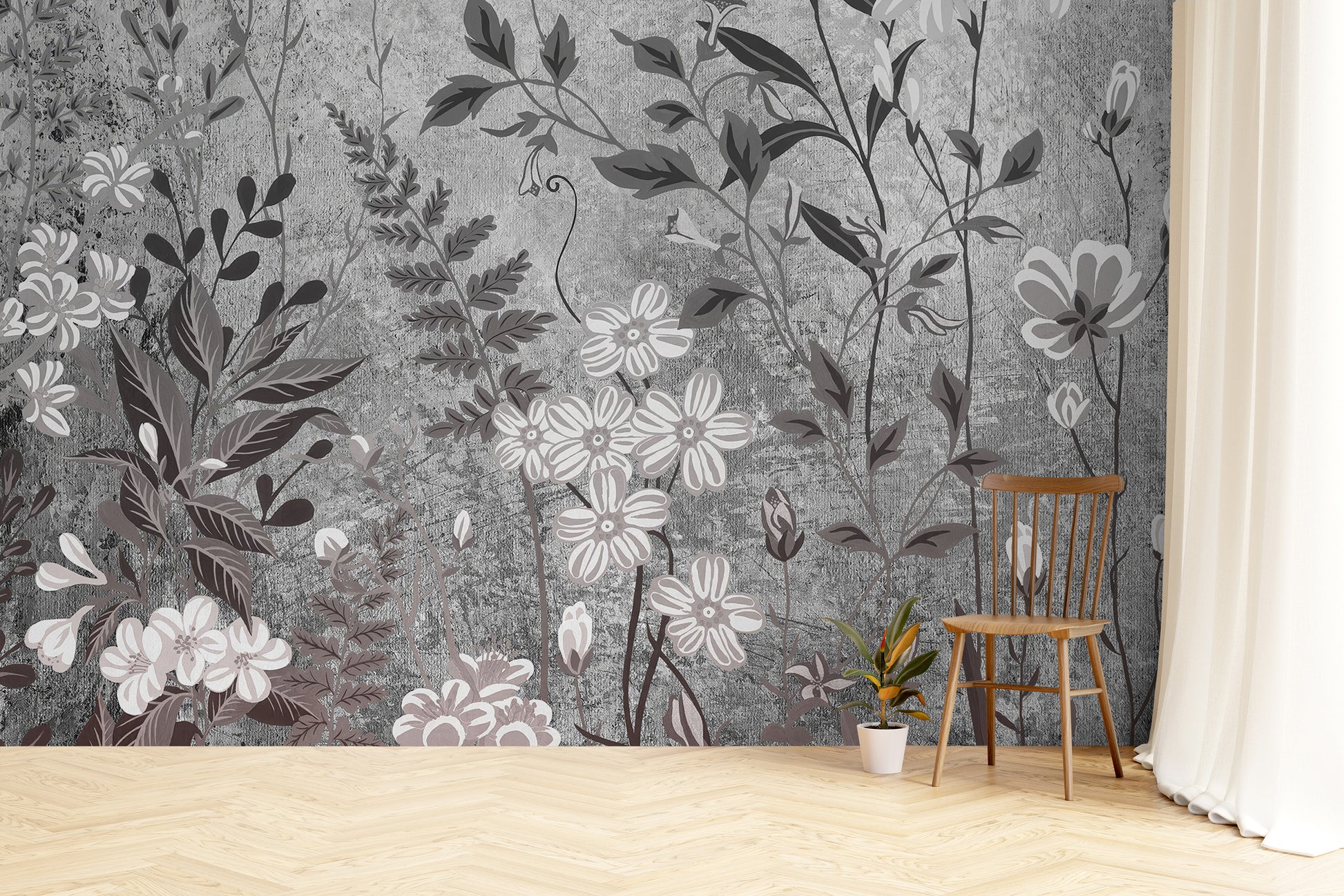 Vibrant botanical flower mural for bold and stylish walls
