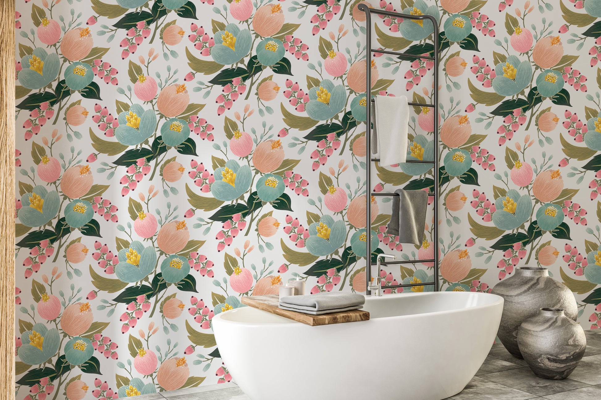 Repeated flower pattern wallpaper design
