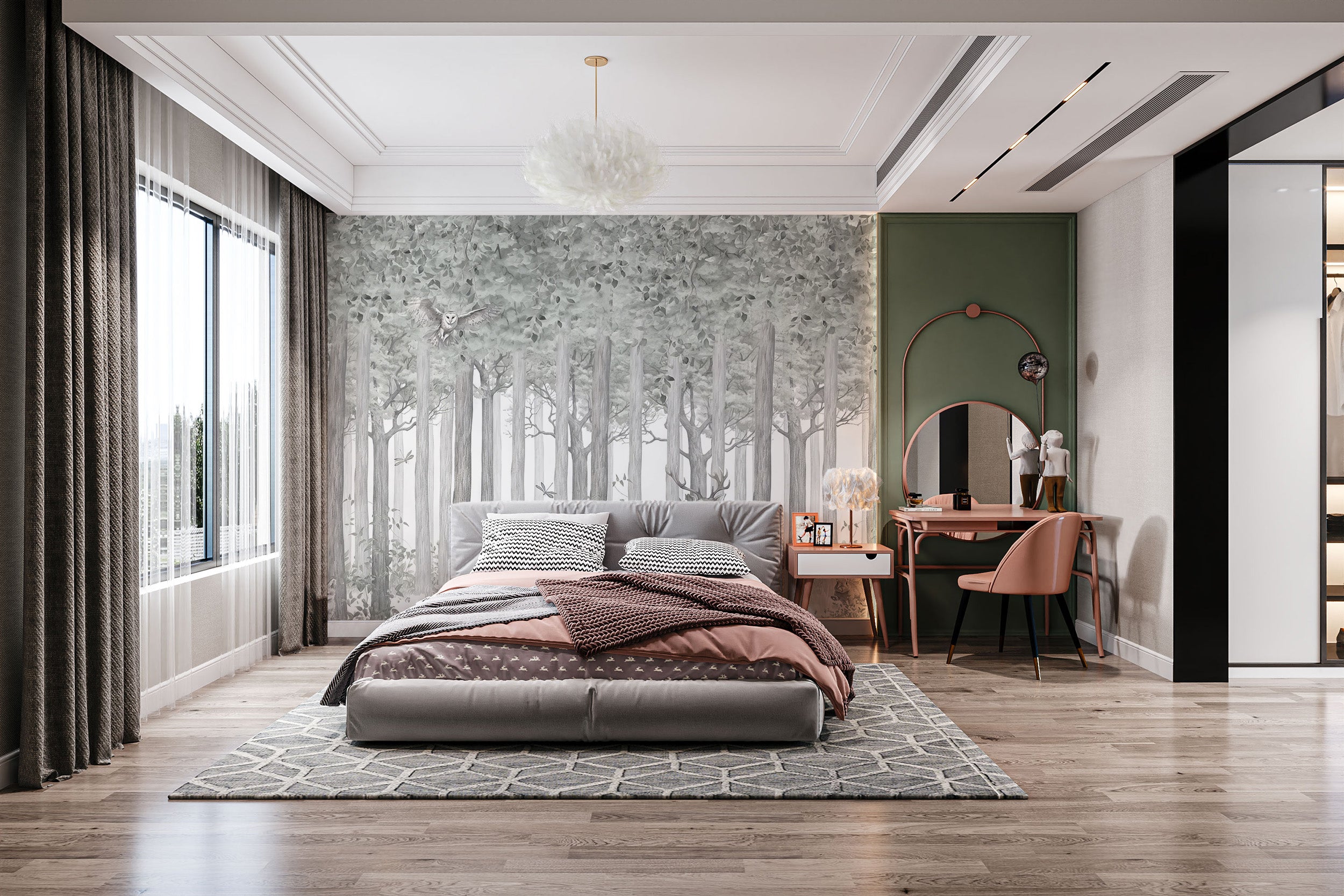 Woodland Deer Scene Wallpaper Mural for calming spaces