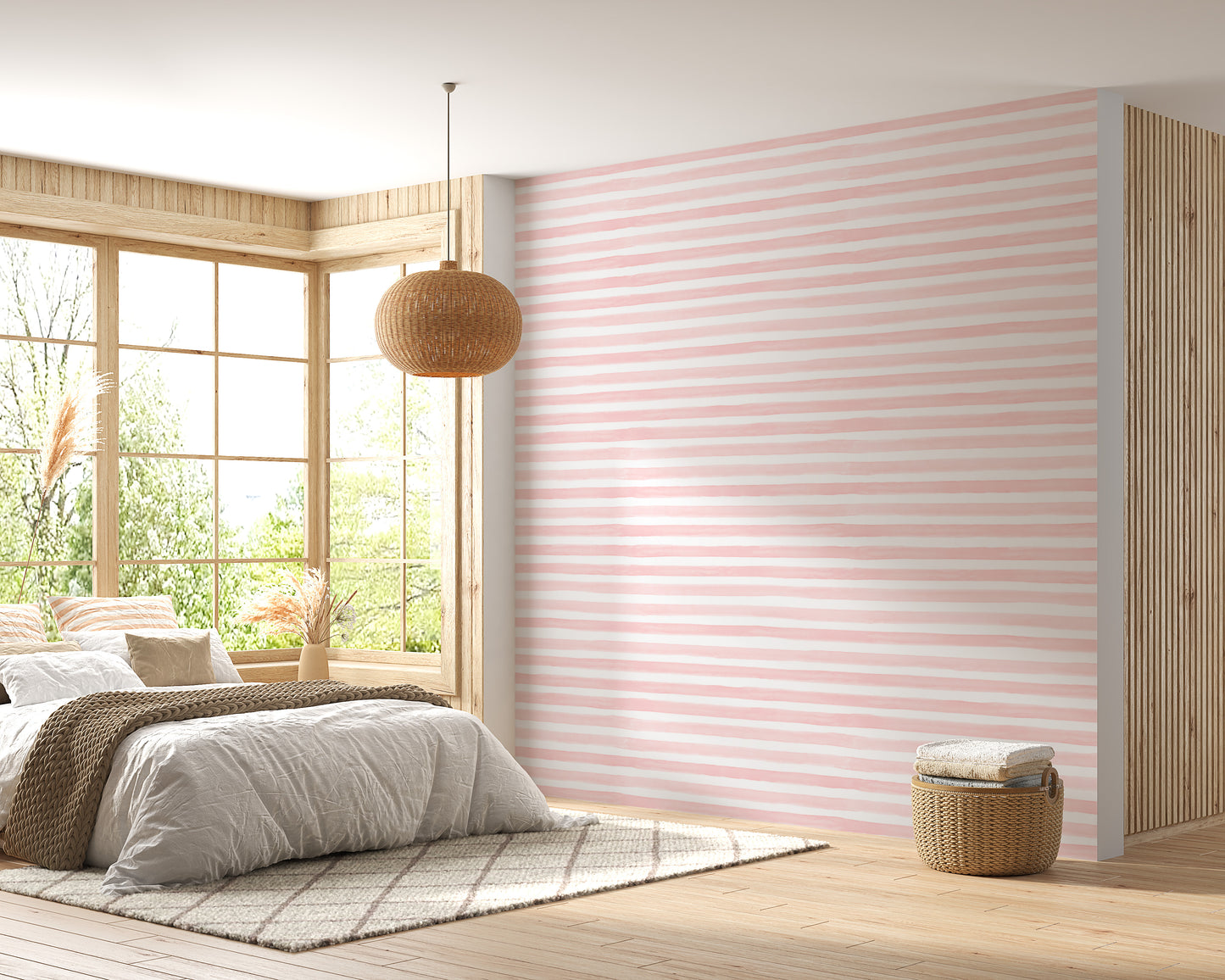 Pink Color Abstract Stripe Watercolor Wallpaper