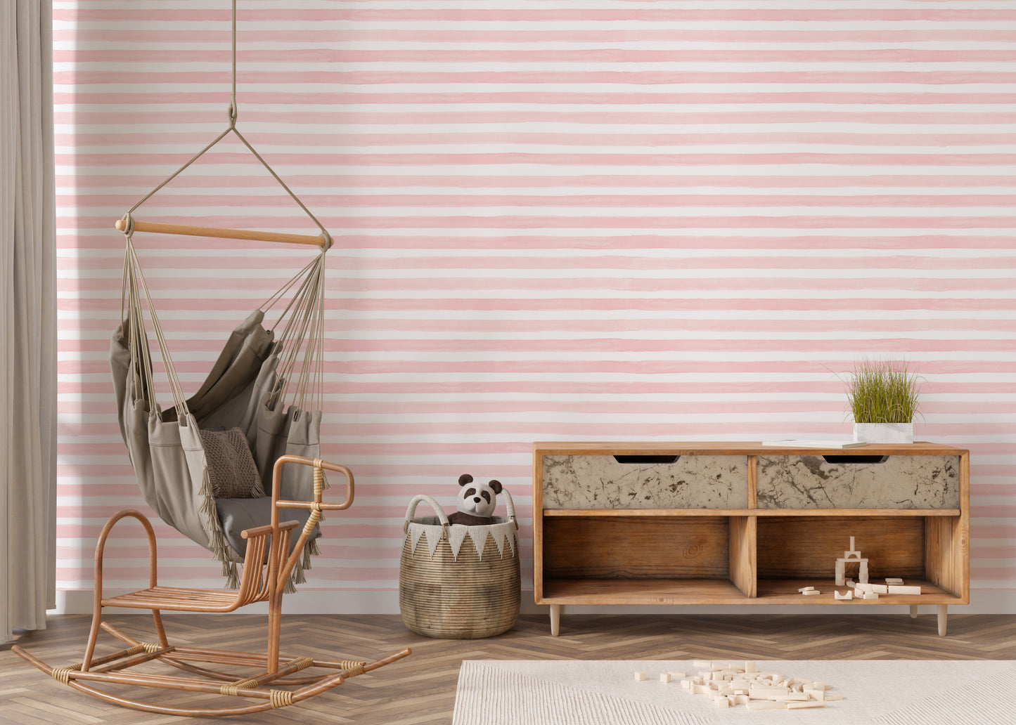 Pink Color Abstract Stripe Watercolor Wallpaper