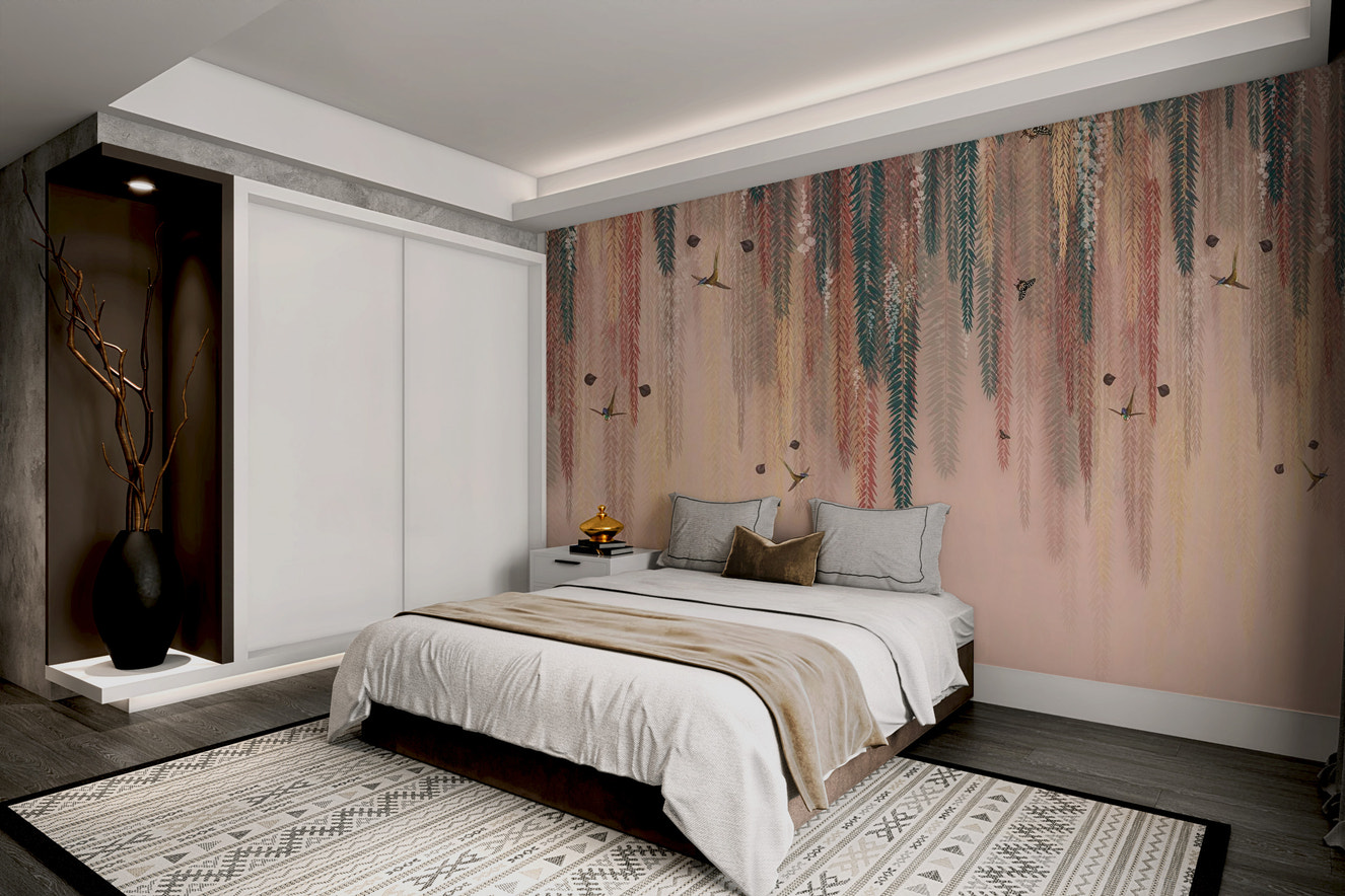 Colorful Leaves Hanging Wallpaper Mural