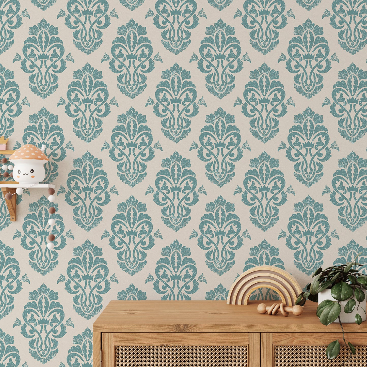 Ornamental Damask Delight Repeat Pattern Wallpaper