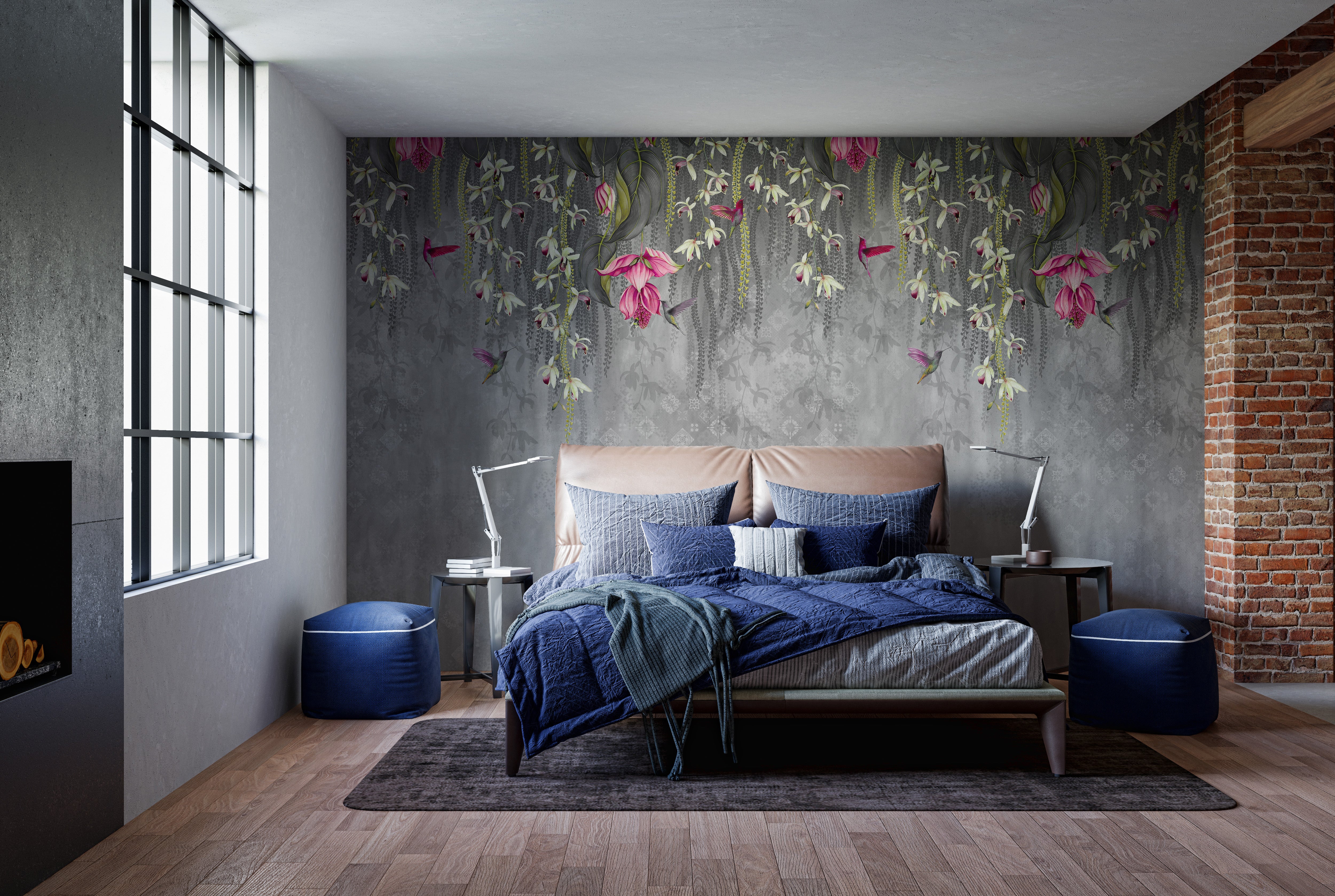 Elegant blush blossom wall mural design
