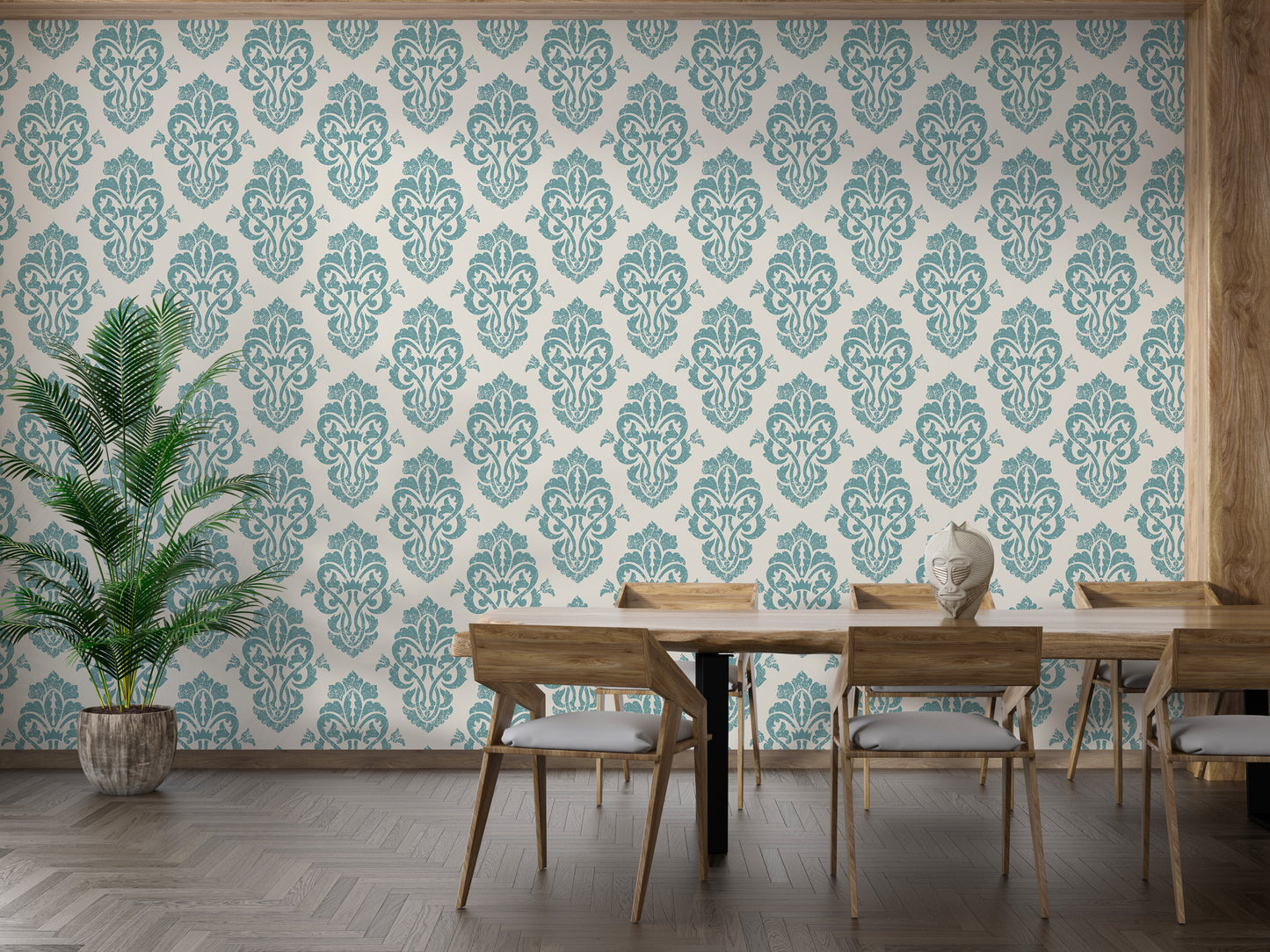 Ornamental Damask Delight Repeat Pattern Wallpaper