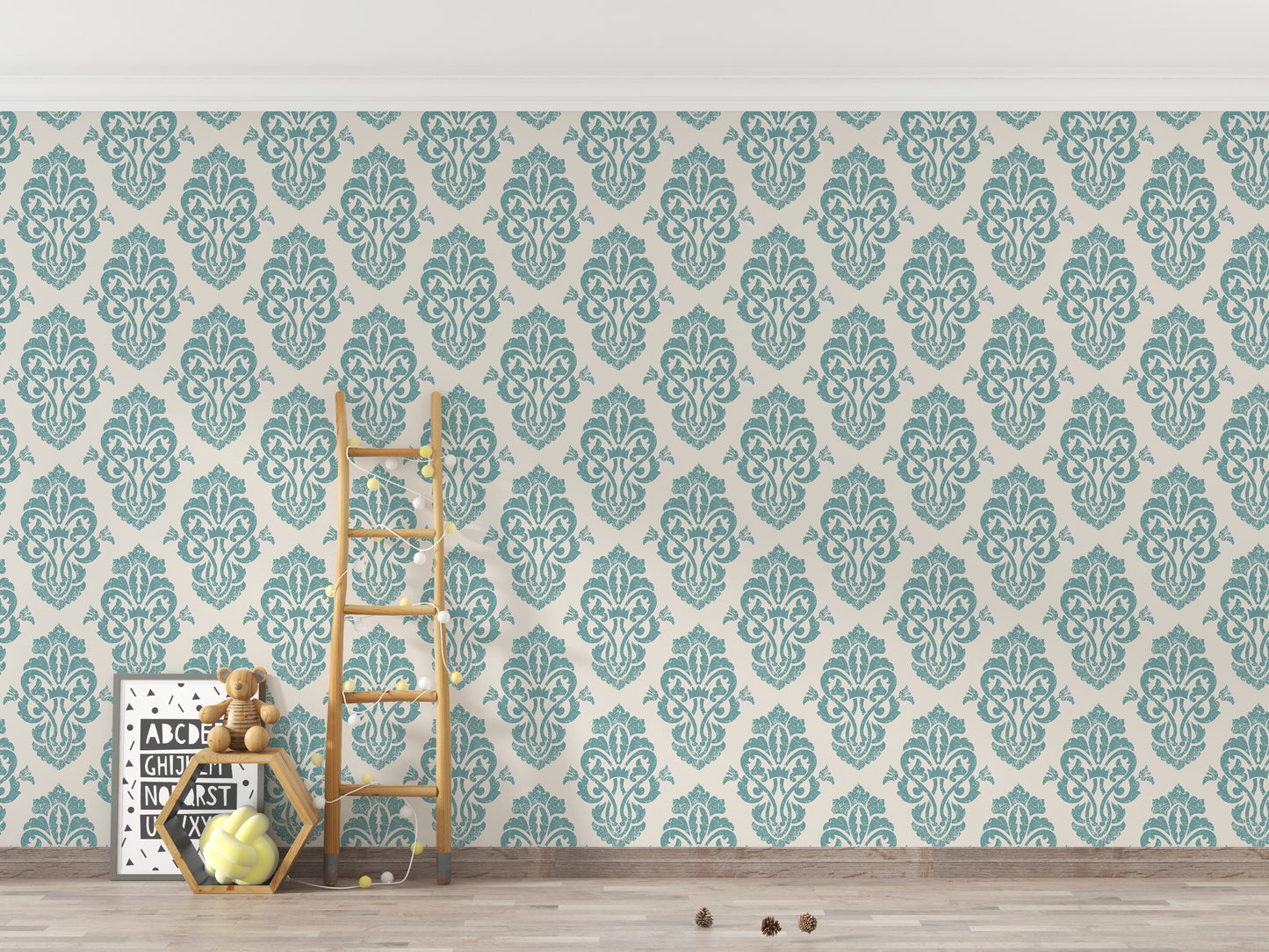 Ornamental Damask Delight Repeat Pattern Wallpaper