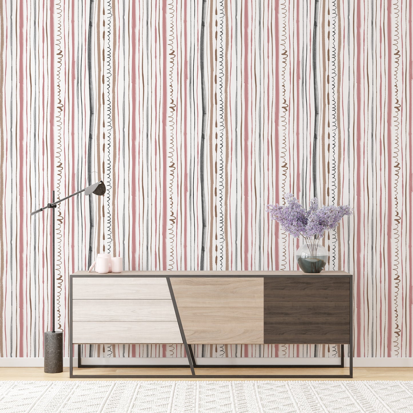 Pastel Color Lines and Thicknesses Design Wallpaper