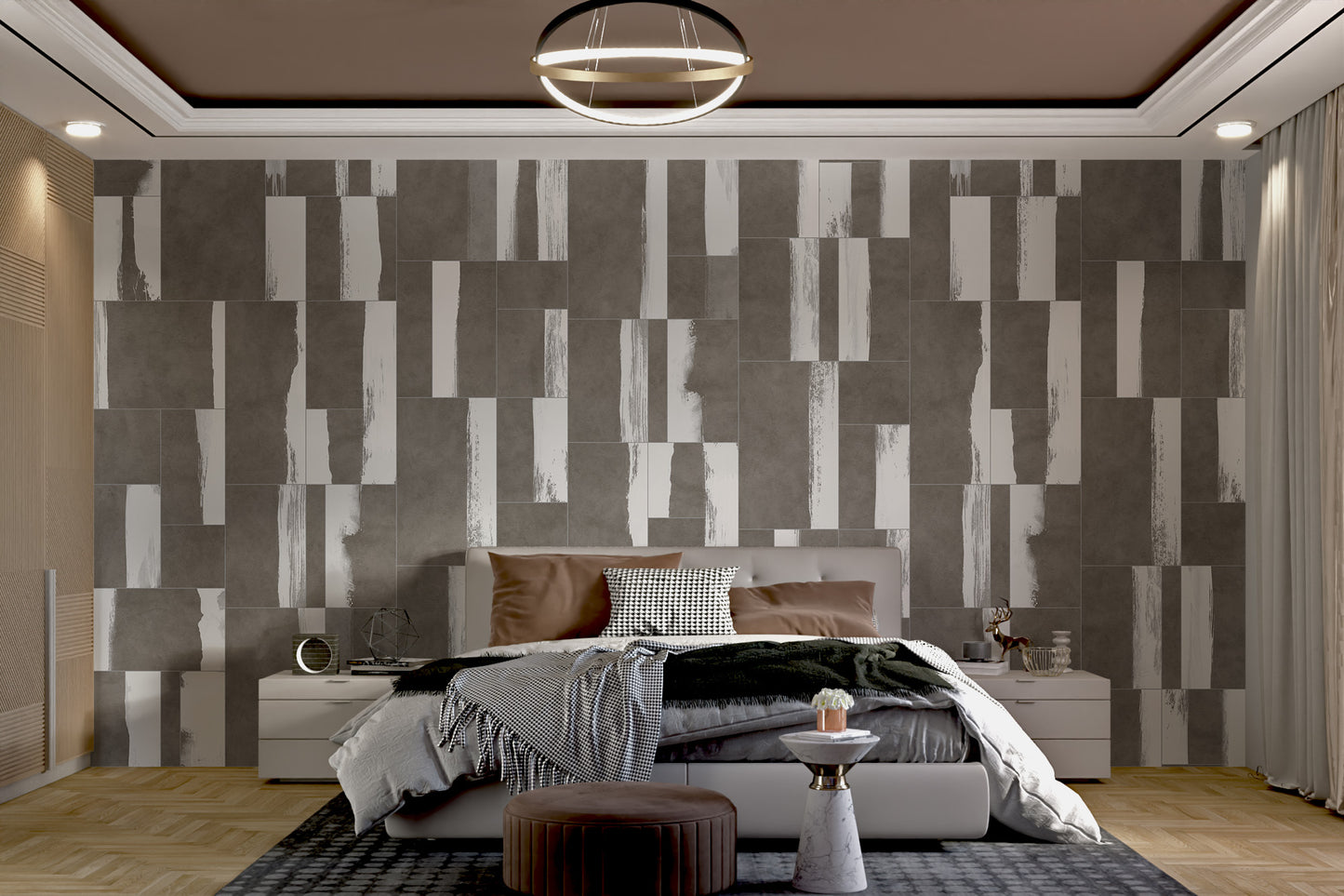 Modern Abstract Geometric Tile Pattern Wallpaper