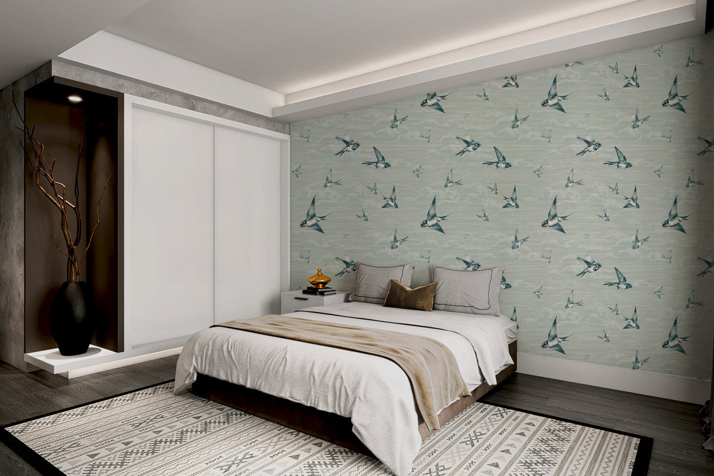 Peaceful Blue Birds Wallpaper Mural