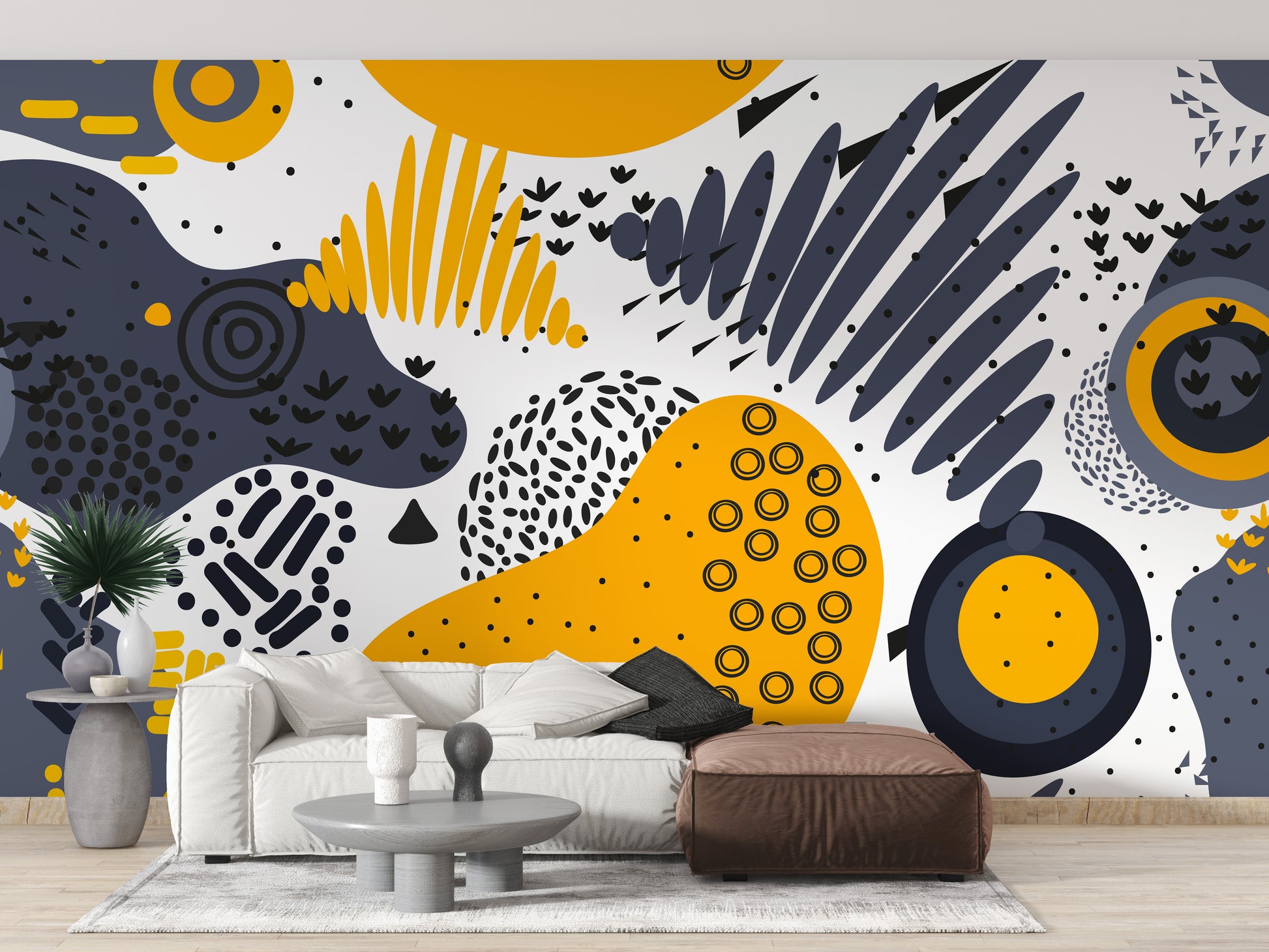 Modern yellow and gray wallpaper style
