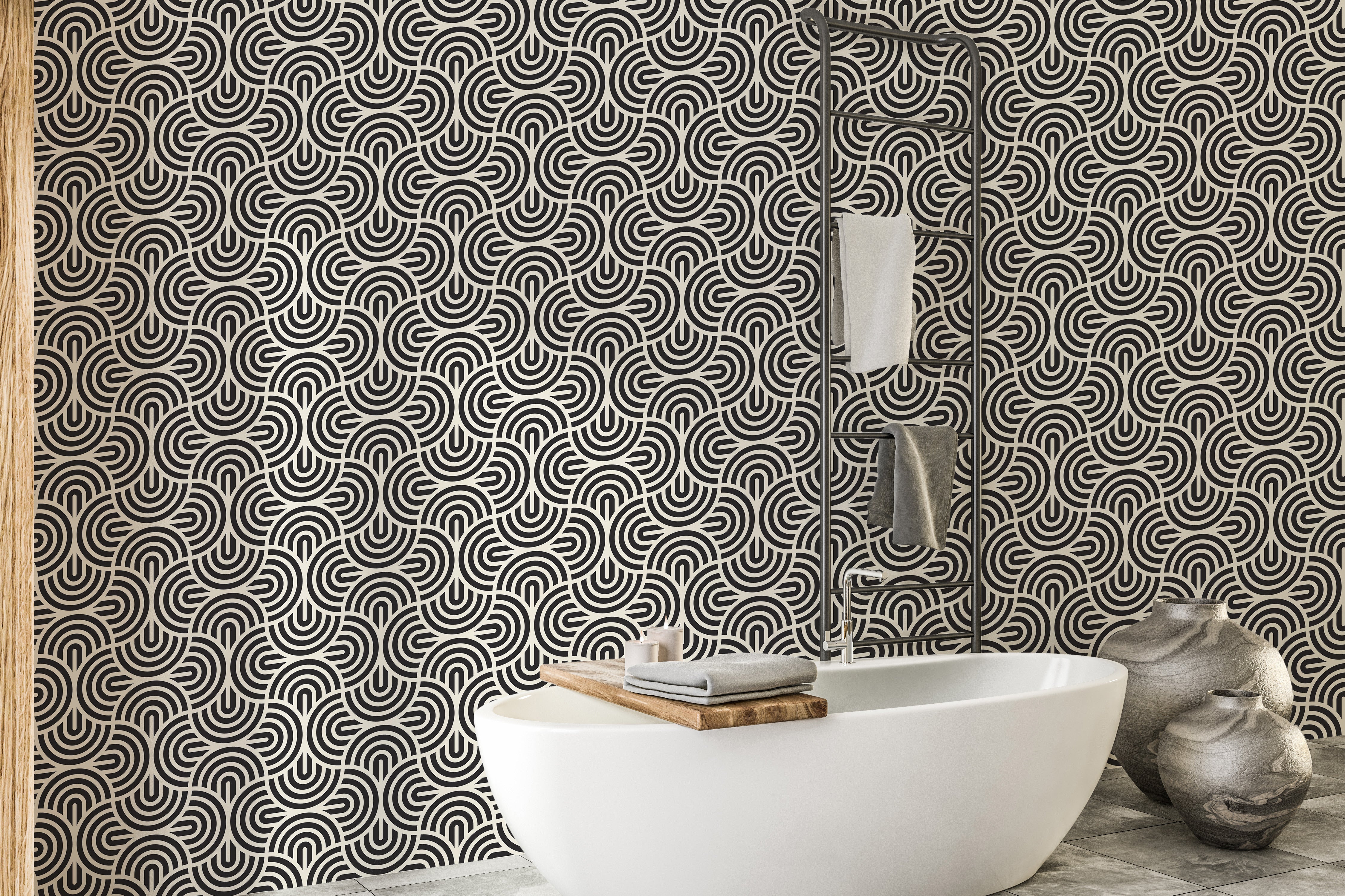 Stylish Chinese spiral wallpaper walls



