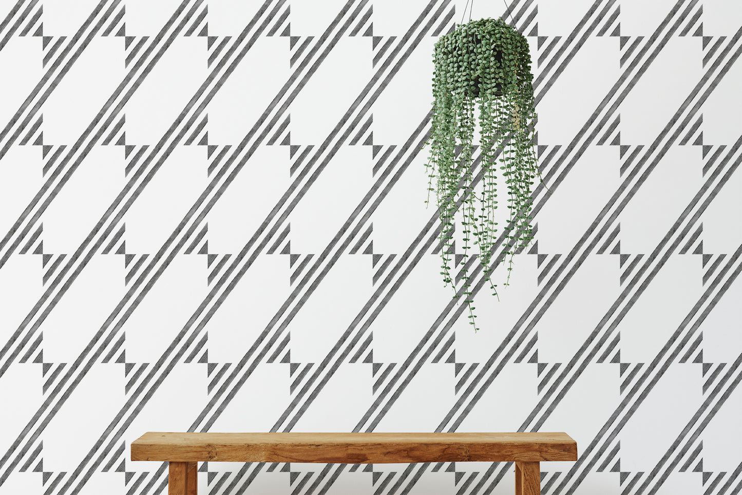 Black and White Diagonal Stripe Wallpaper For Walls