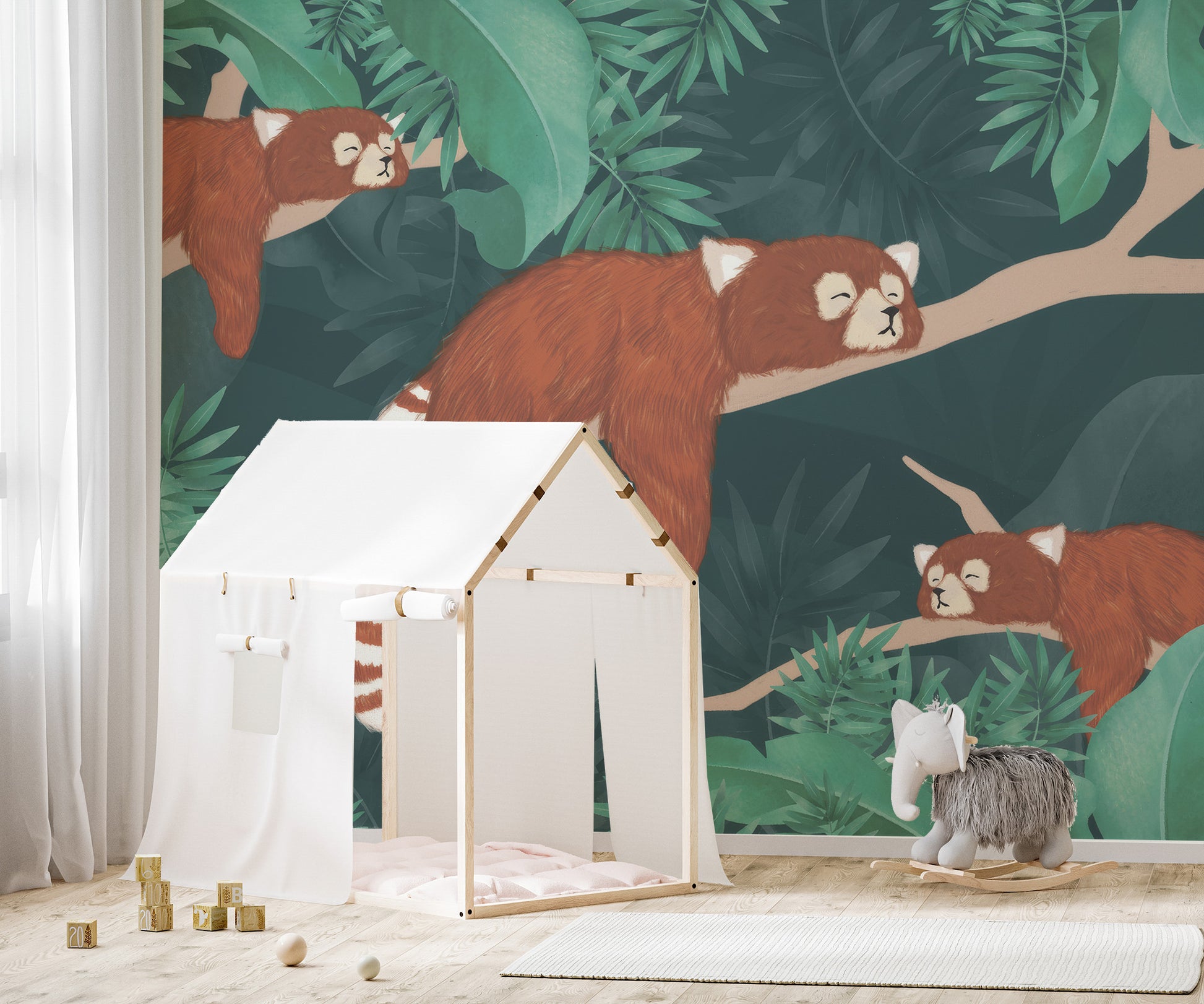 Sleeping Red Pandas Wallpaper Mural for a nature-inspired look