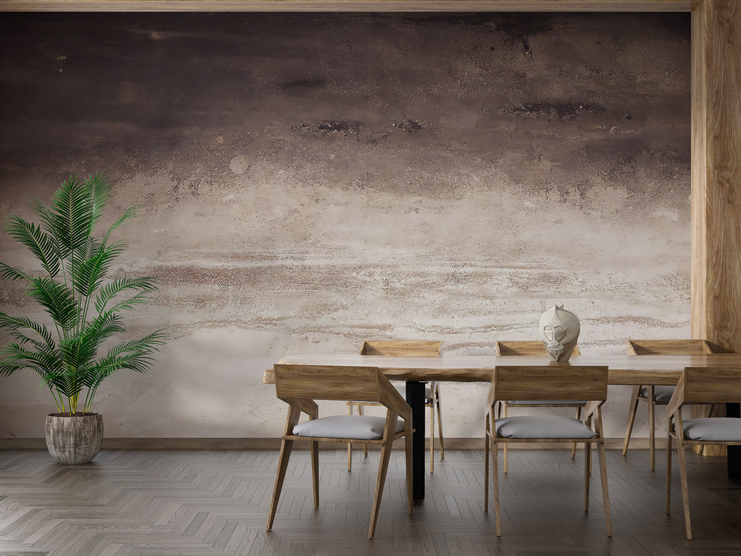 Misty Brown Horizon Wall Mural for a calming atmosphere