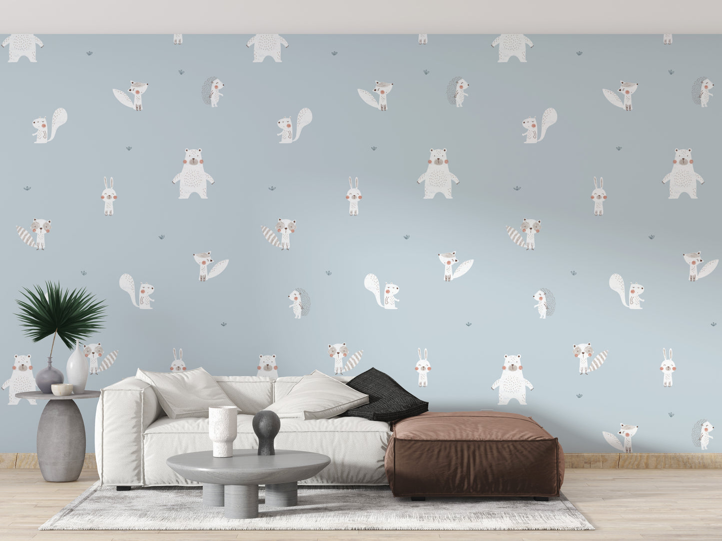 Blue Forest Animals Wallpaper for Walls